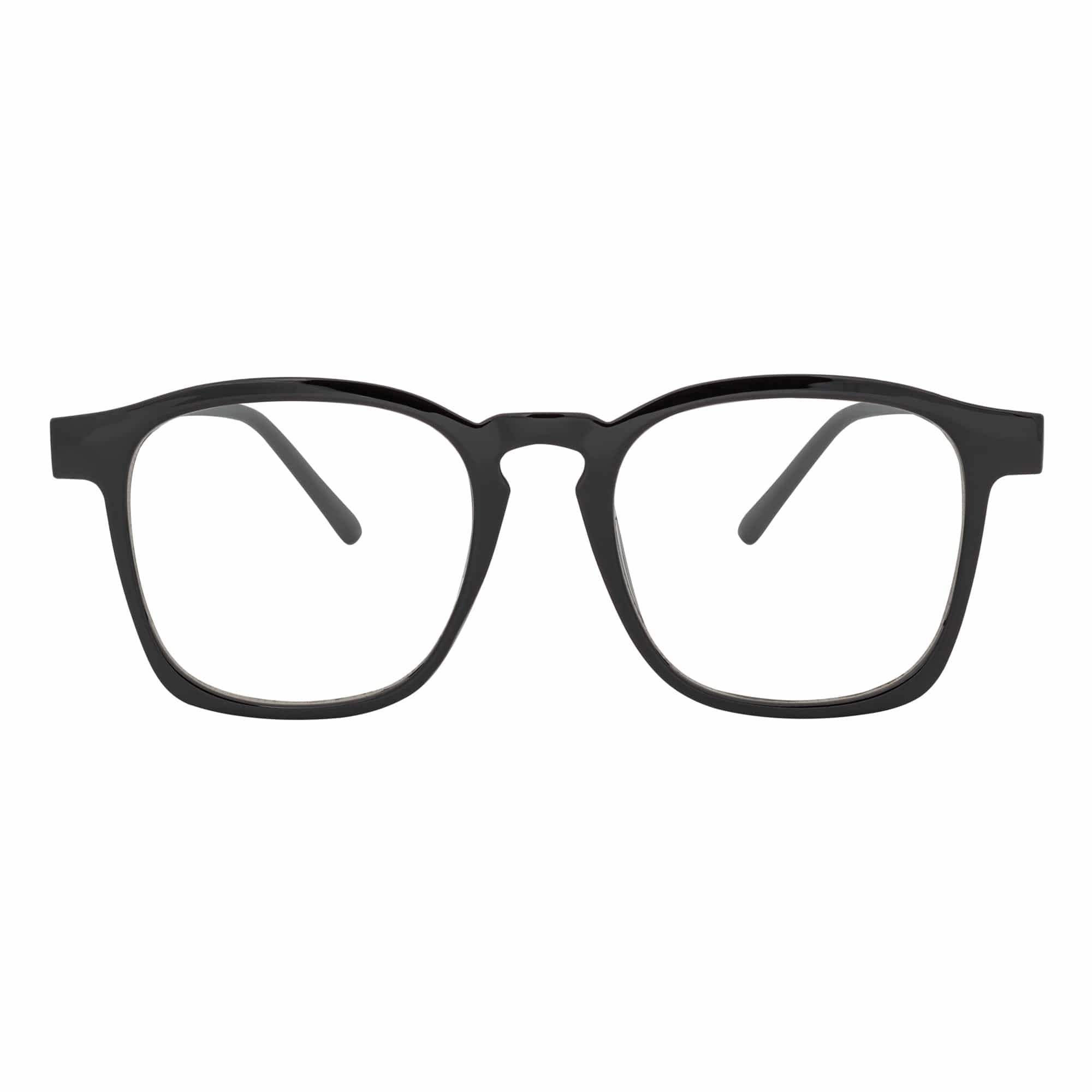 DENMARK - Square Horn Rimmed Blue Light Glasses Black Clear Lens