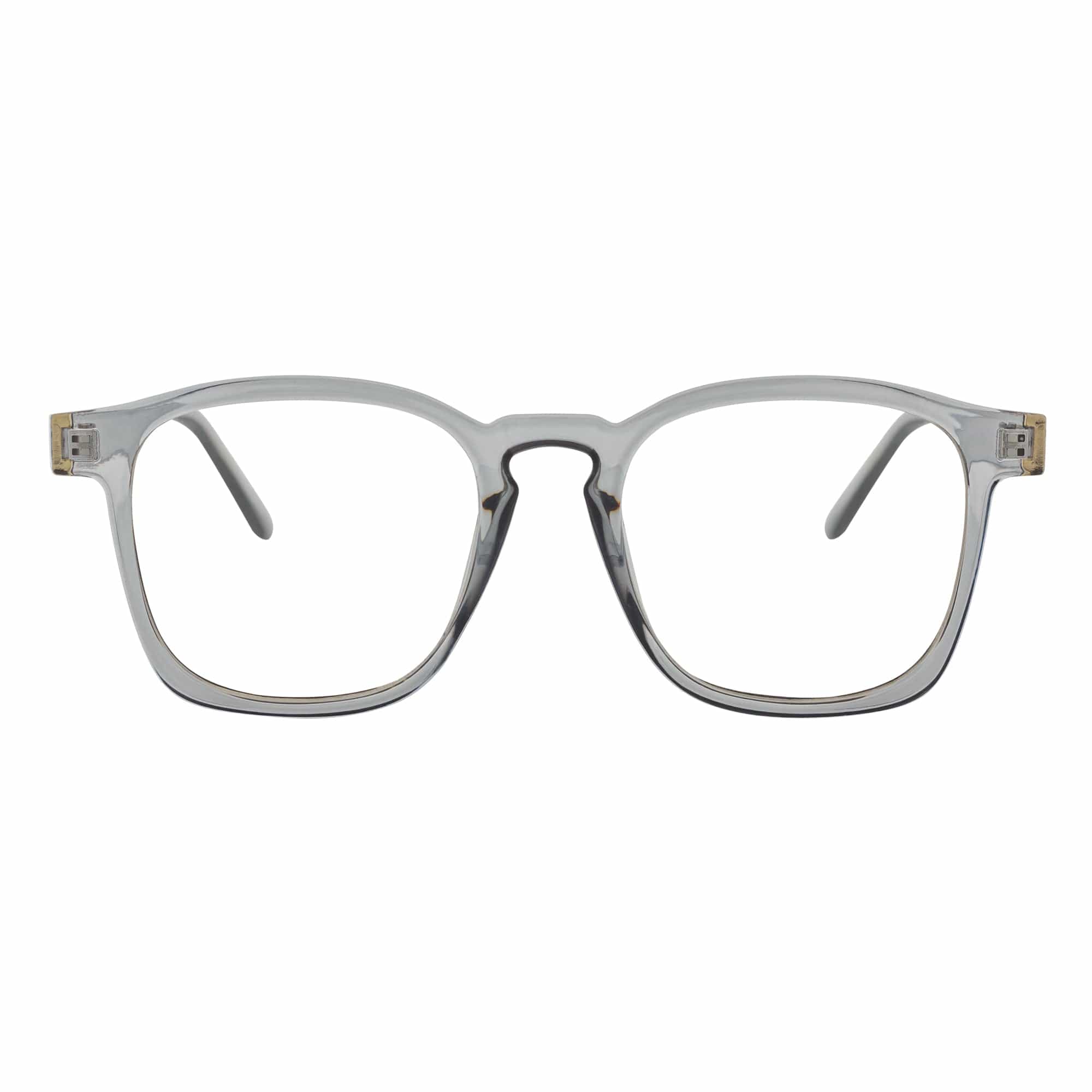 DENMARK - Square Horn Rimmed Blue Light Glasses Clear Gray Clear Lens