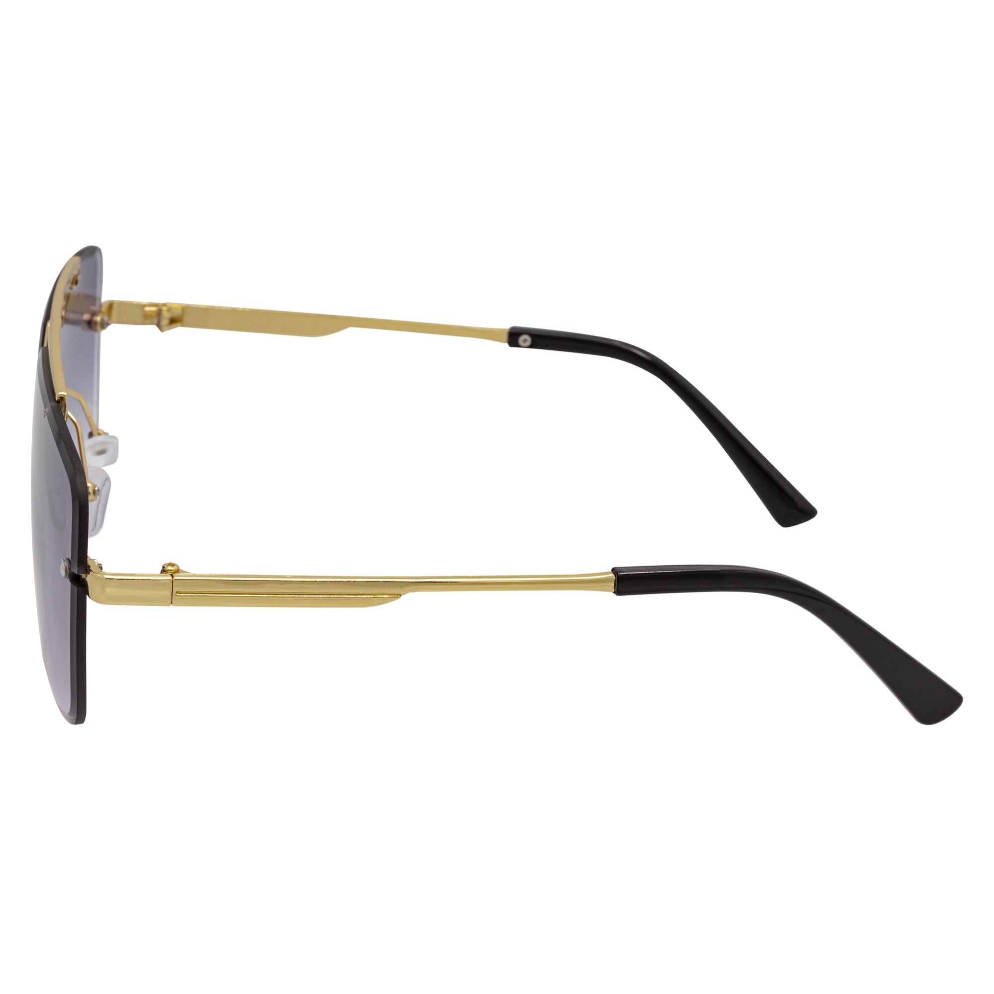 DIRECTOR - Rimless Metal Flat Top Aviator Sunglasses Gold Lavender Lens