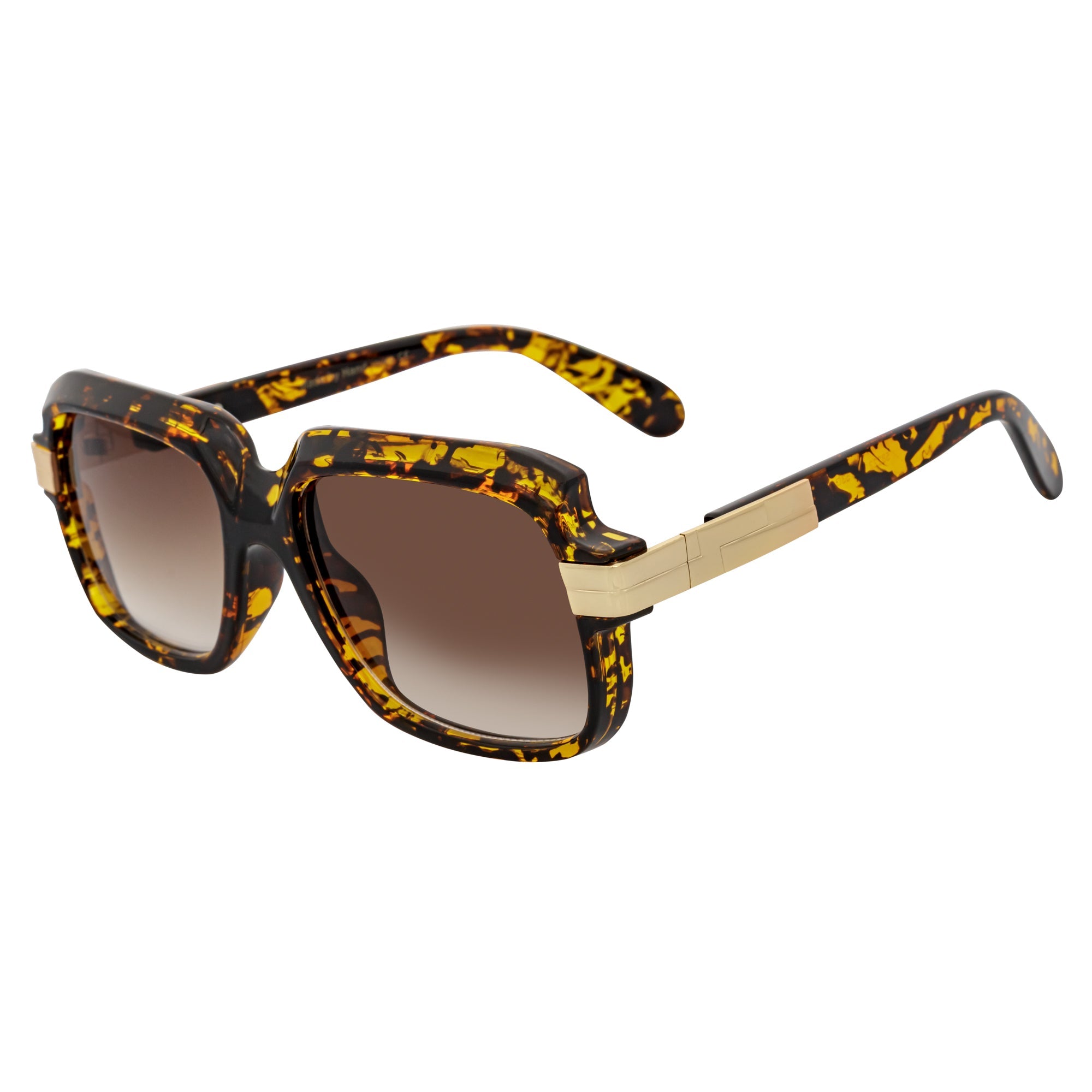 EMCEE - Retro Classic Square Sunglasses Tortoise Amber Fade Lens