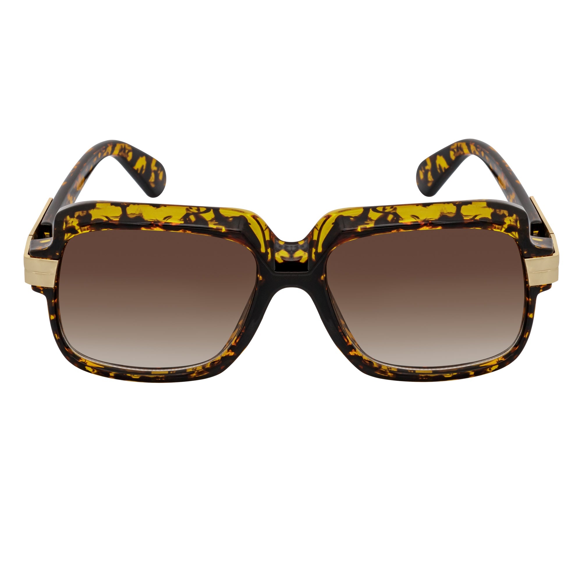 EMCEE - Retro Classic Square Sunglasses Tortoise Amber Fade Lens