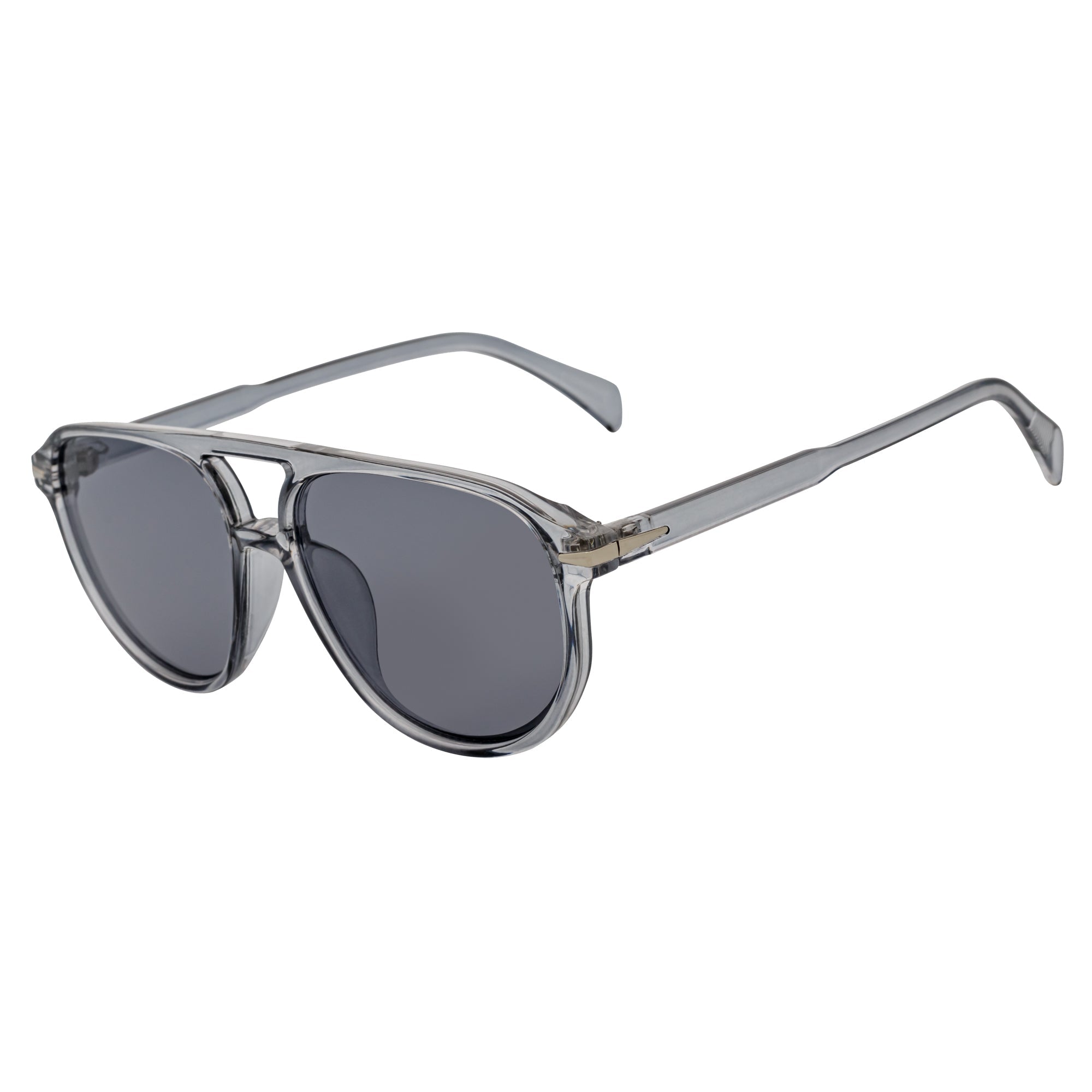 EPOCH Classic Flat Top Plastic Aviator Clear - Gray Sunglasses Smoke Lens