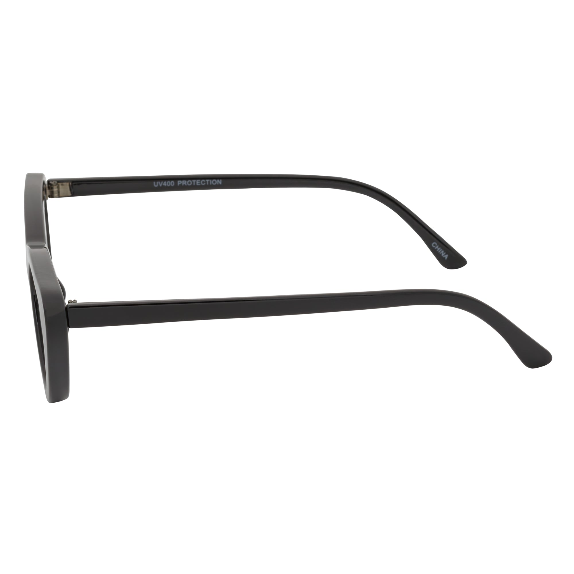 FELINE - Thick Oval Retro Small Cat Eye Sunglasses Black Smoke Tint