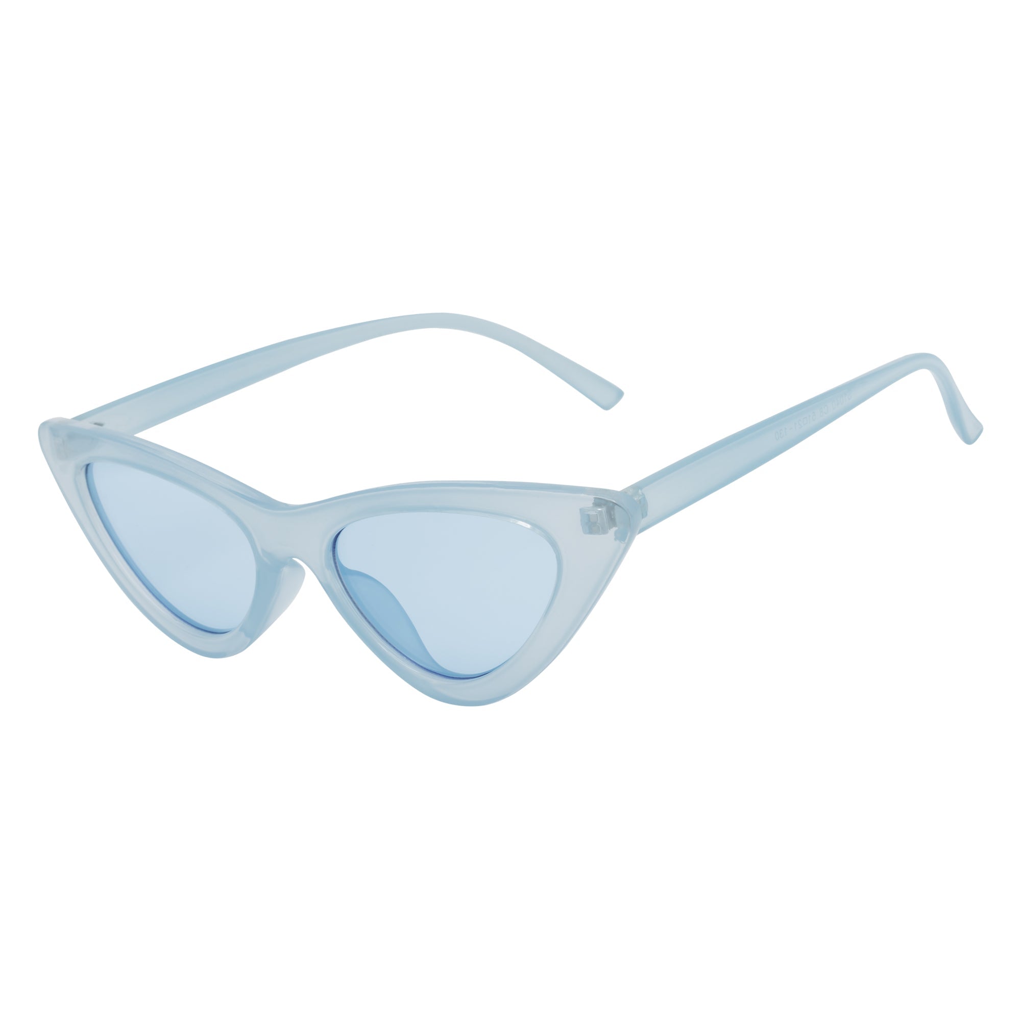 FELINE - Thick Oval Retro Small Cat Eye Sunglasses Blue Blue Tint