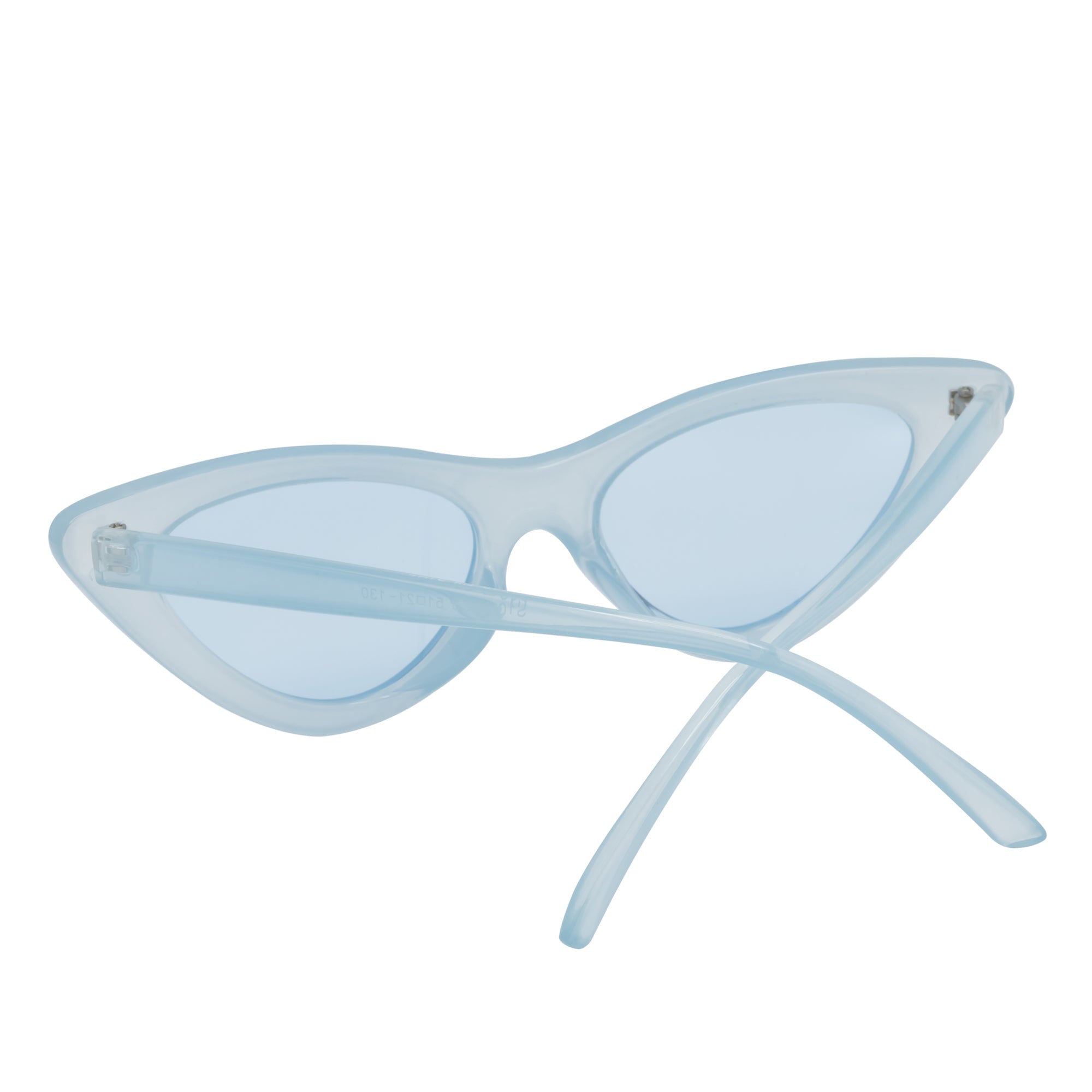 FELINE - Thick Oval Retro Small Cat Eye Sunglasses Blue Blue Tint