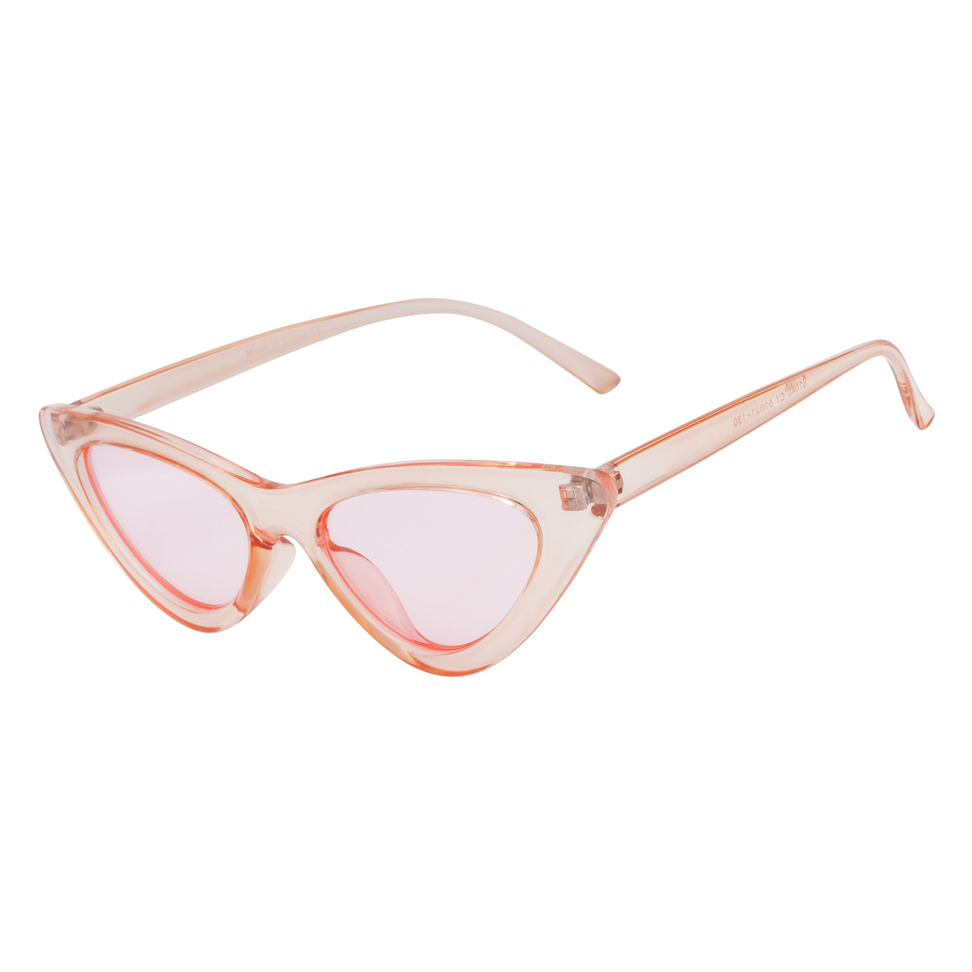 FELINE - Thick Oval Retro Small Cat Eye Sunglasses Pink Pink Tint