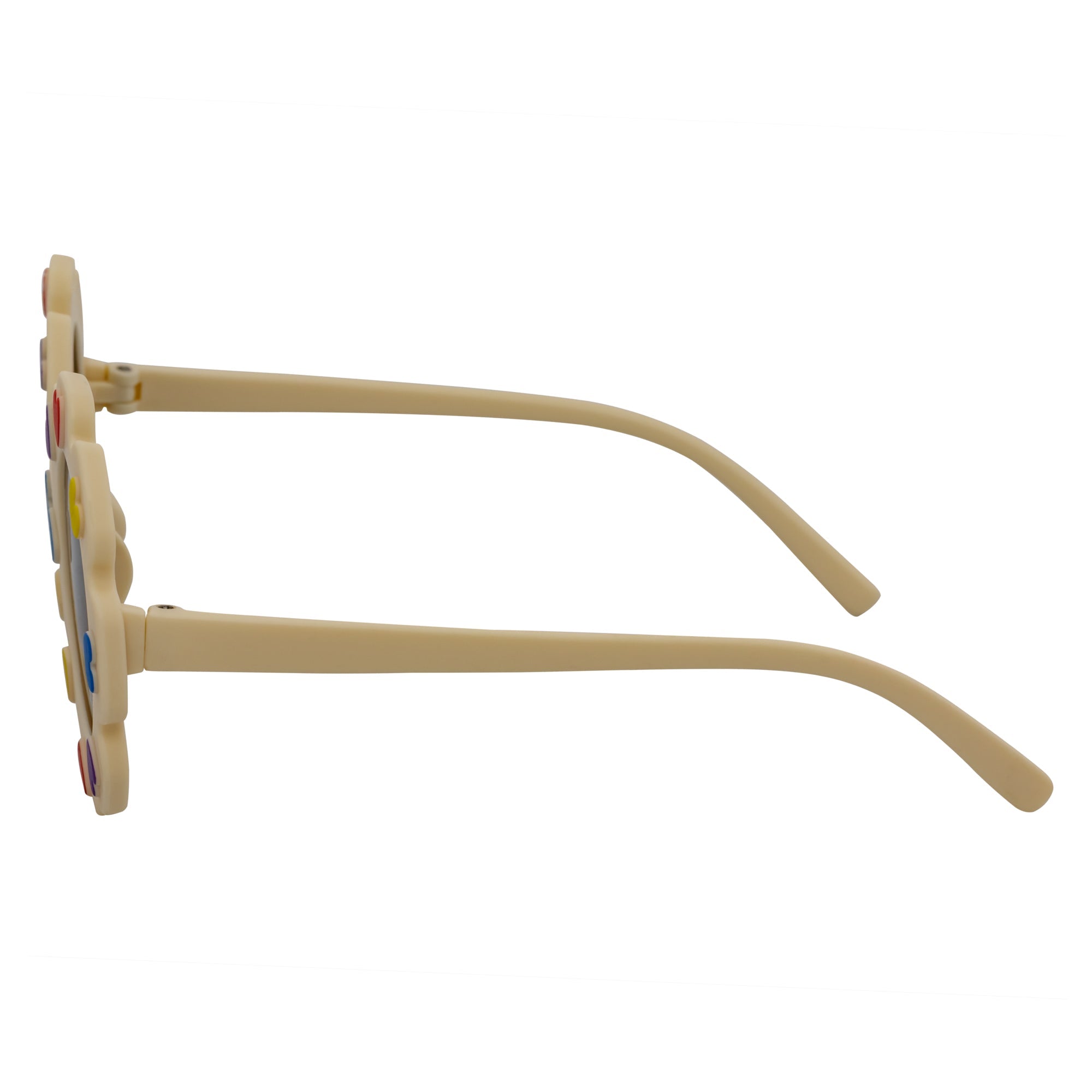 FLOWER HEARTS - Kids Girls Small Round Heart Flower Sunglasses Beige Smoke