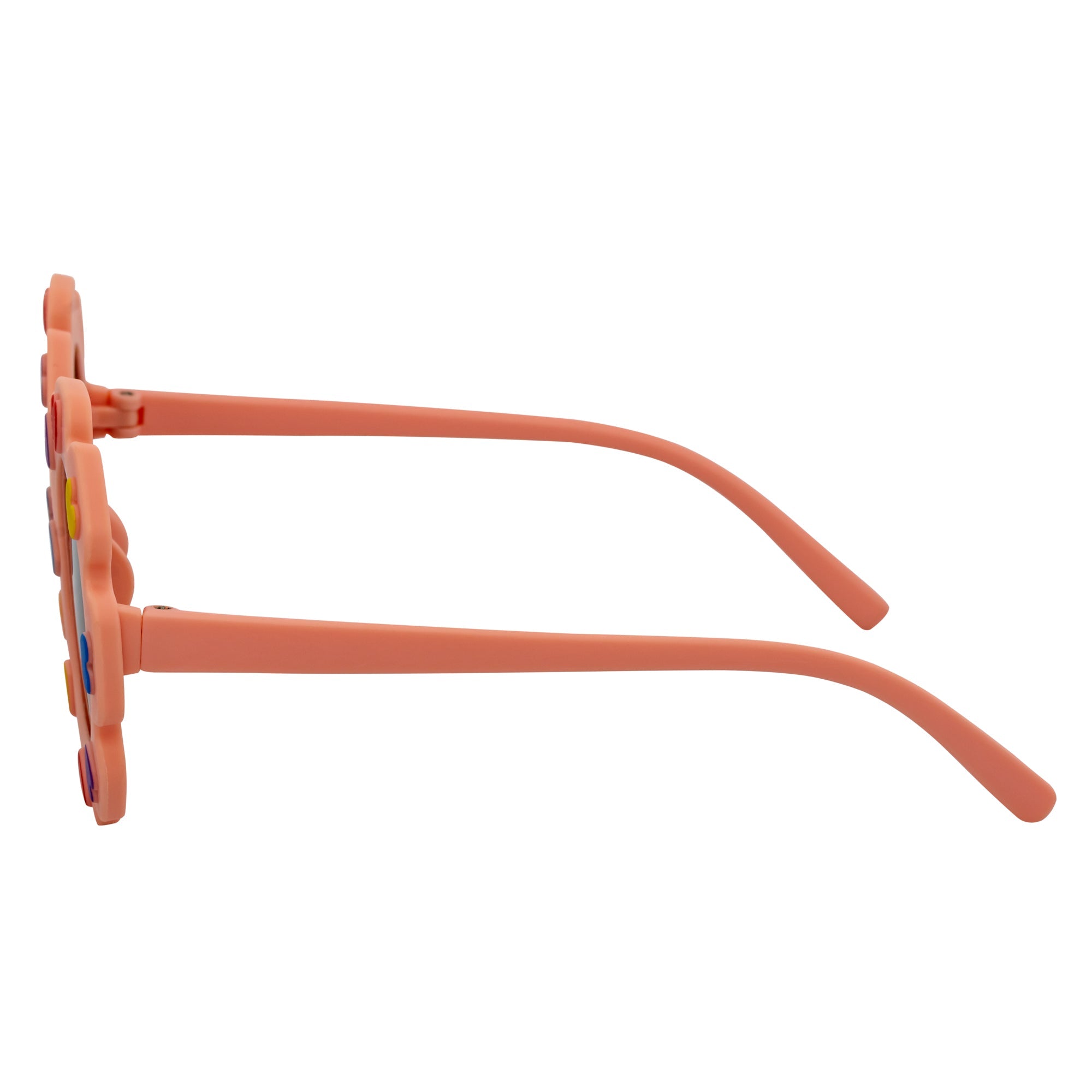 FLOWER HEARTS - Kids Girls Small Round Heart Flower Sunglasses Pink Smoke
