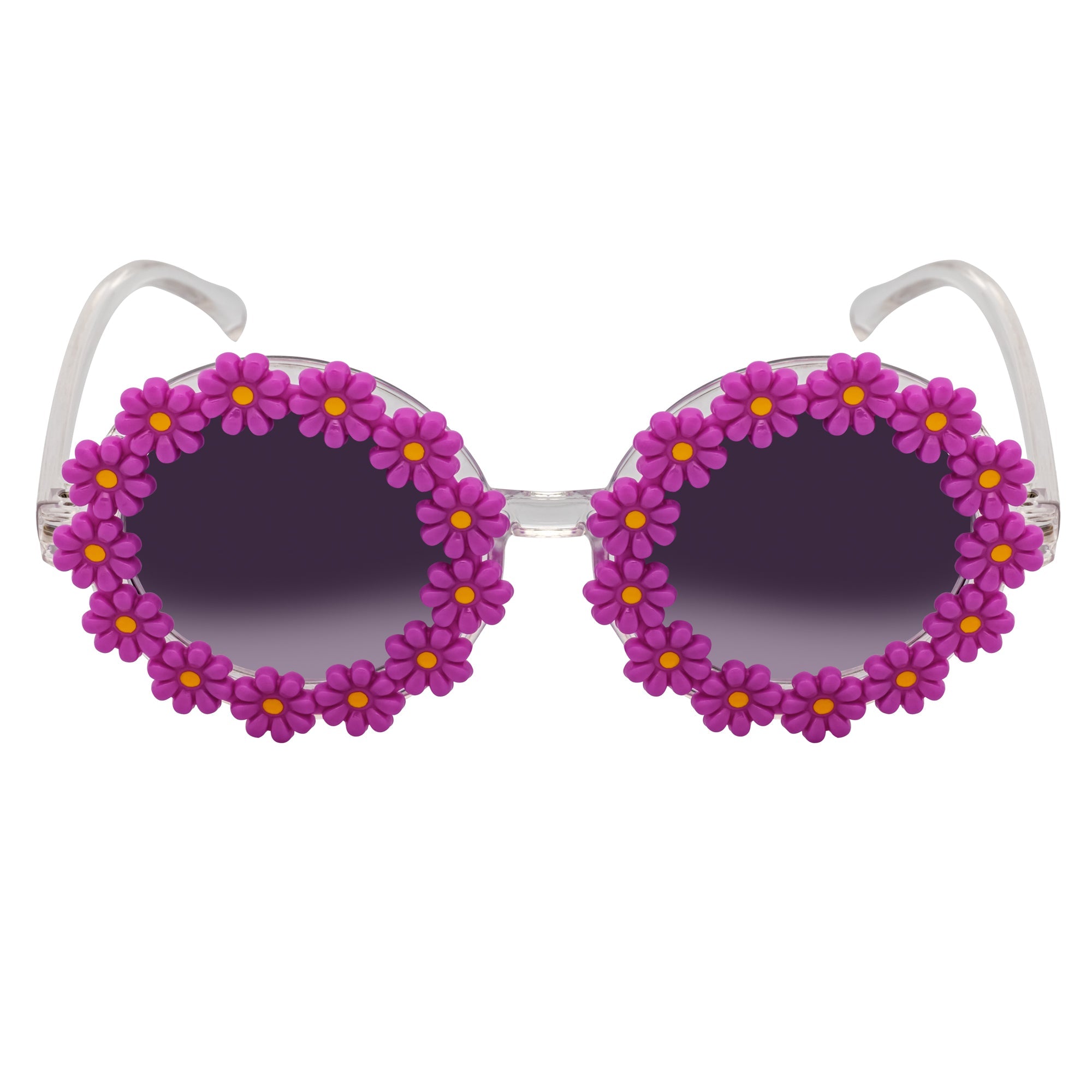 FLOWER LEI - Kids Girls Small Round Flower Sunglasses Purple Lavender