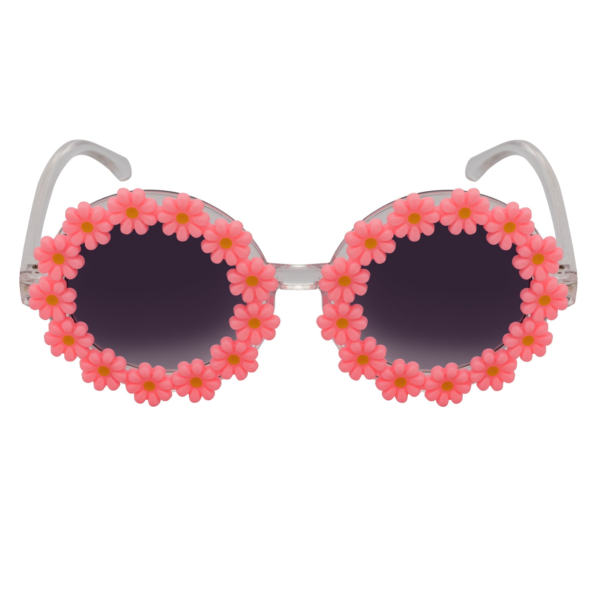 FLOWER LEI - Kids Small Round Flower Sunglasses Pink Lavender