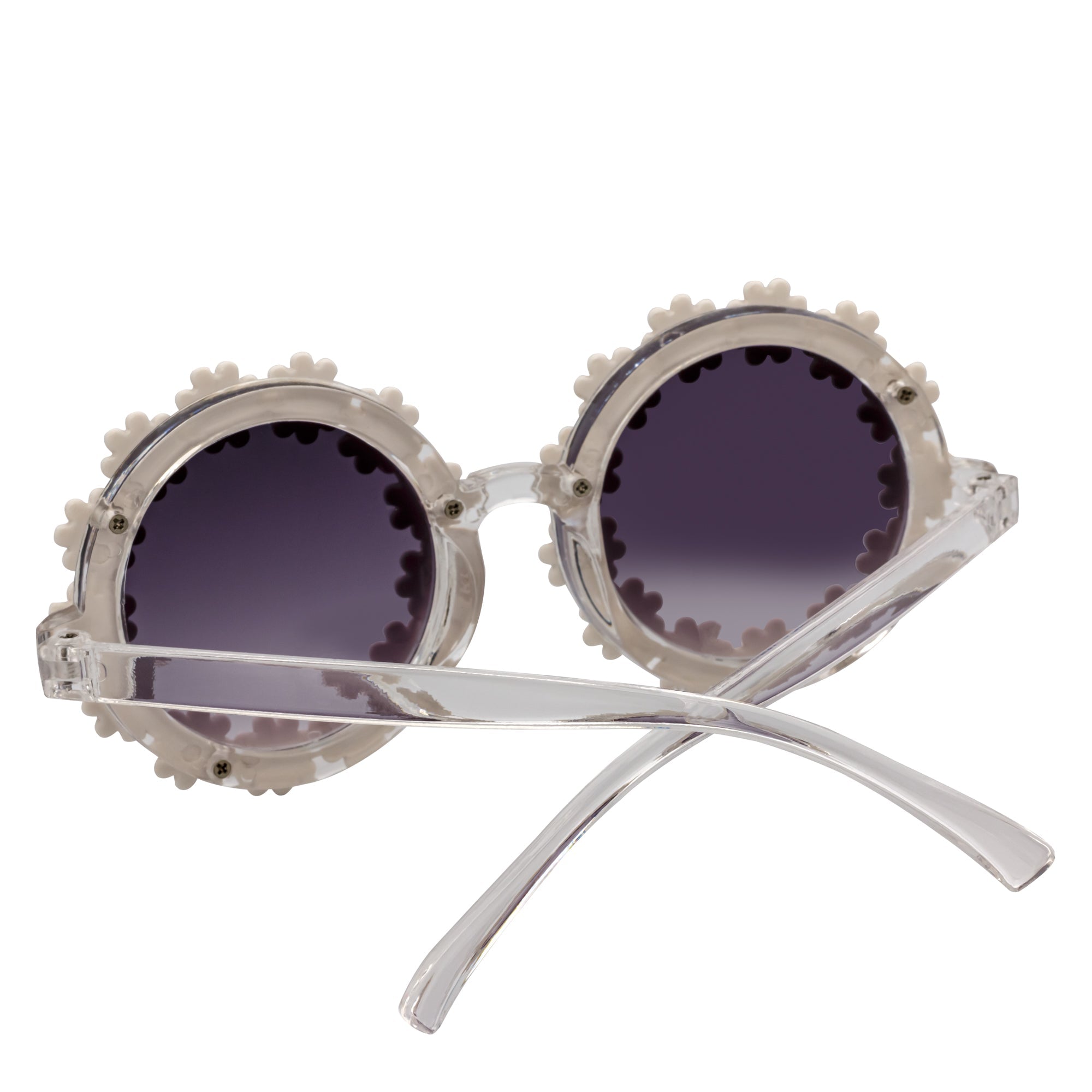 FLOWER LEI - Kids Small Round Flower Sunglasses White Lavender