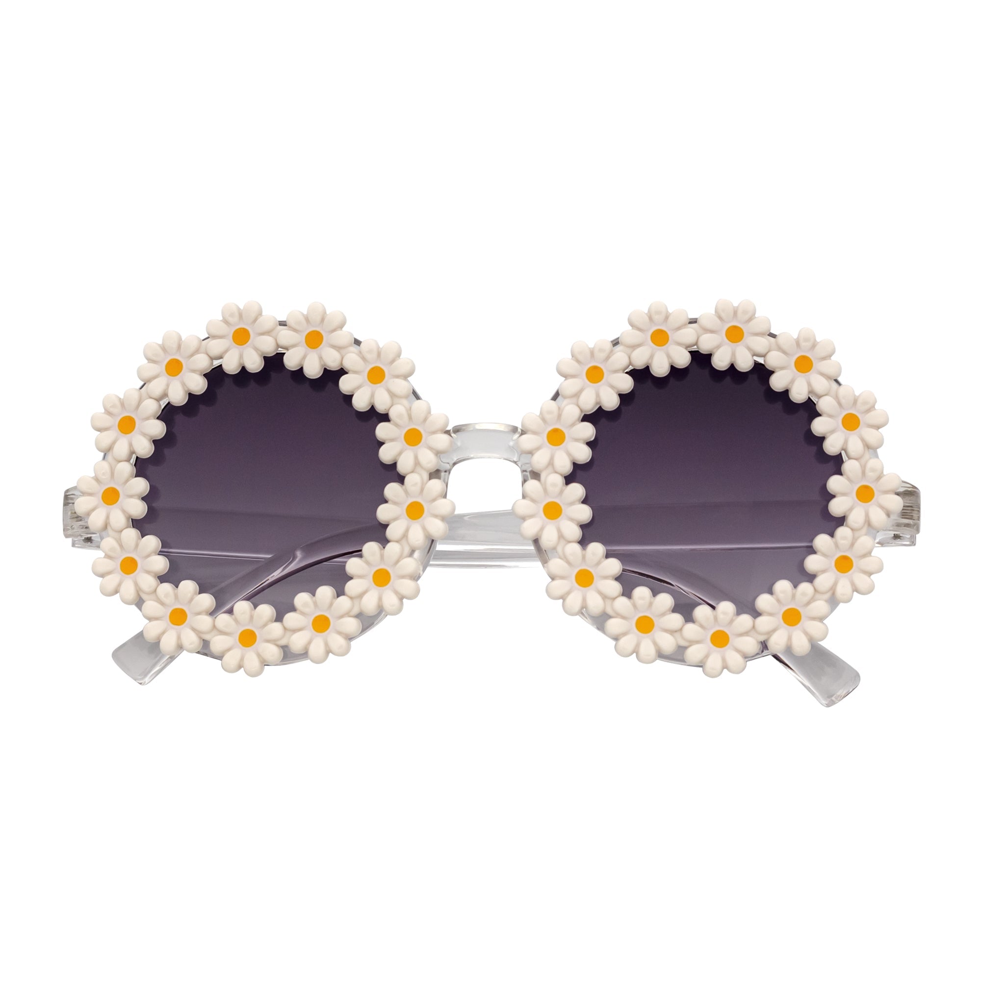 FLOWER LEI - Kids Small Round Flower Sunglasses White Lavender