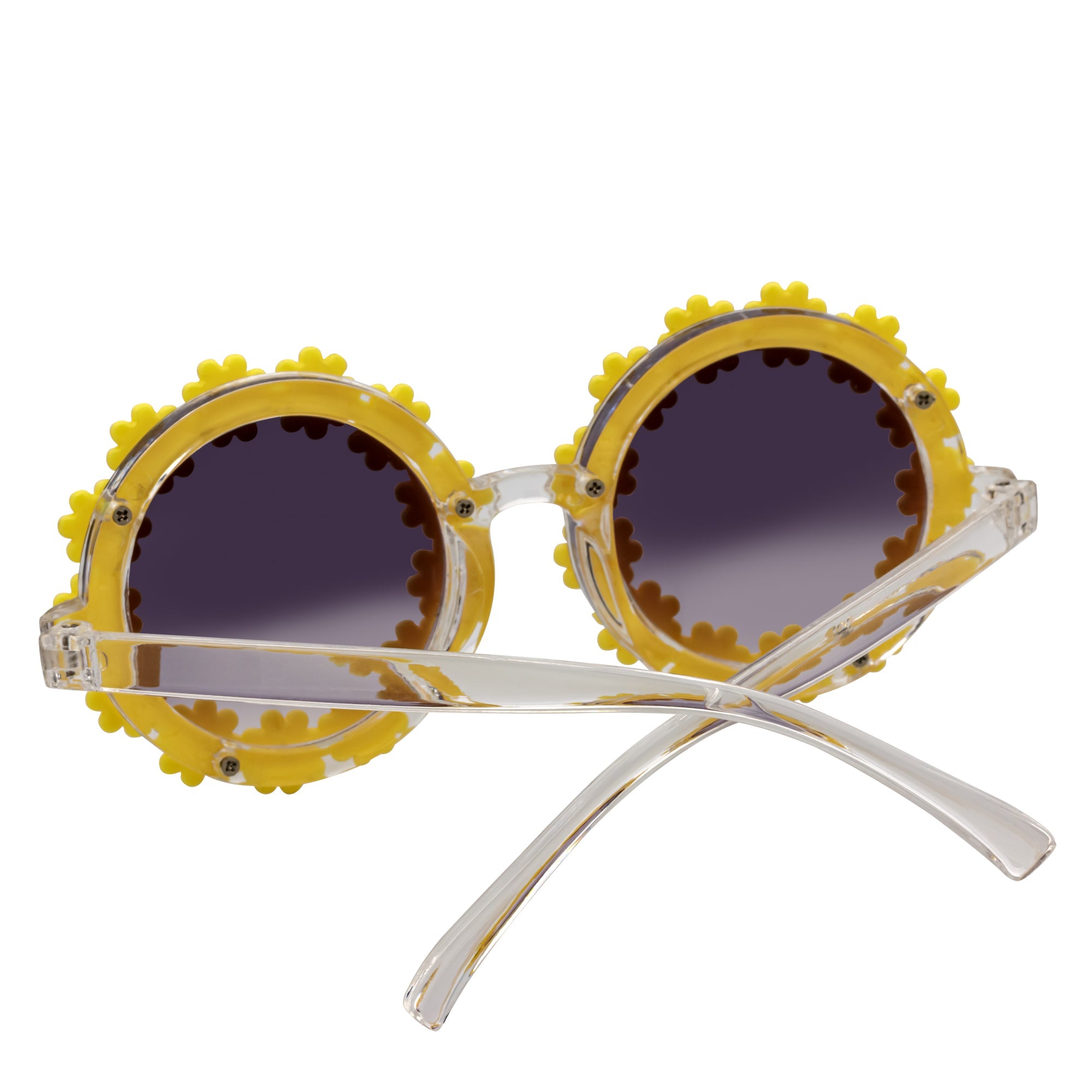 FLOWER LEI - Kids Small Round Flower Sunglasses Yellow Lavender