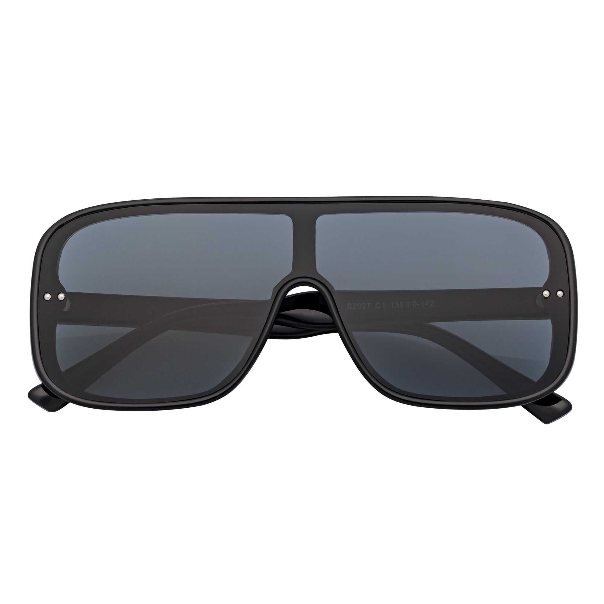 GIA - Oversize Square Flat Lens Shield Sunglasses Black Smoke