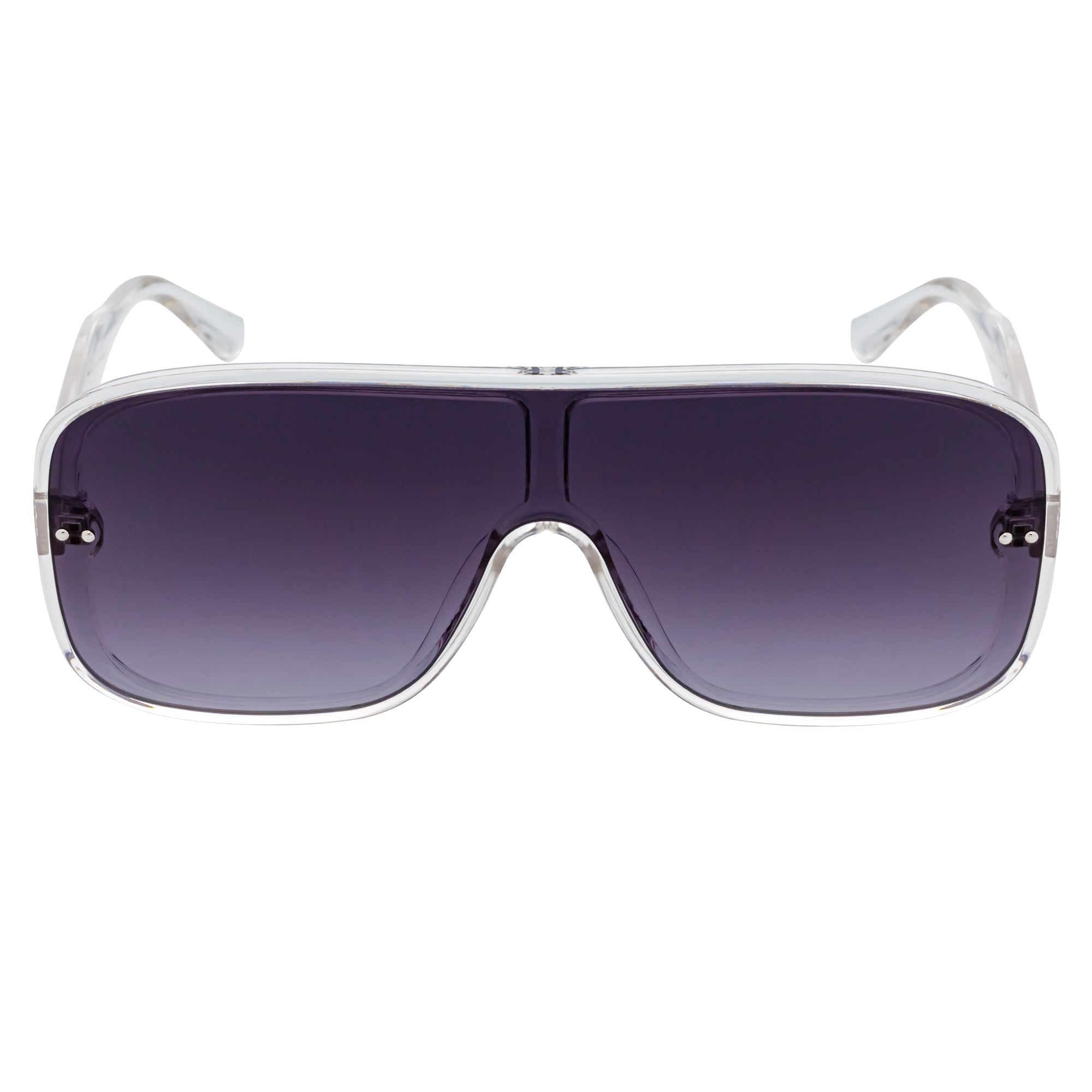GIA - Oversize Square Flat Lens Shield Sunglasses Crystal Lavender Fade