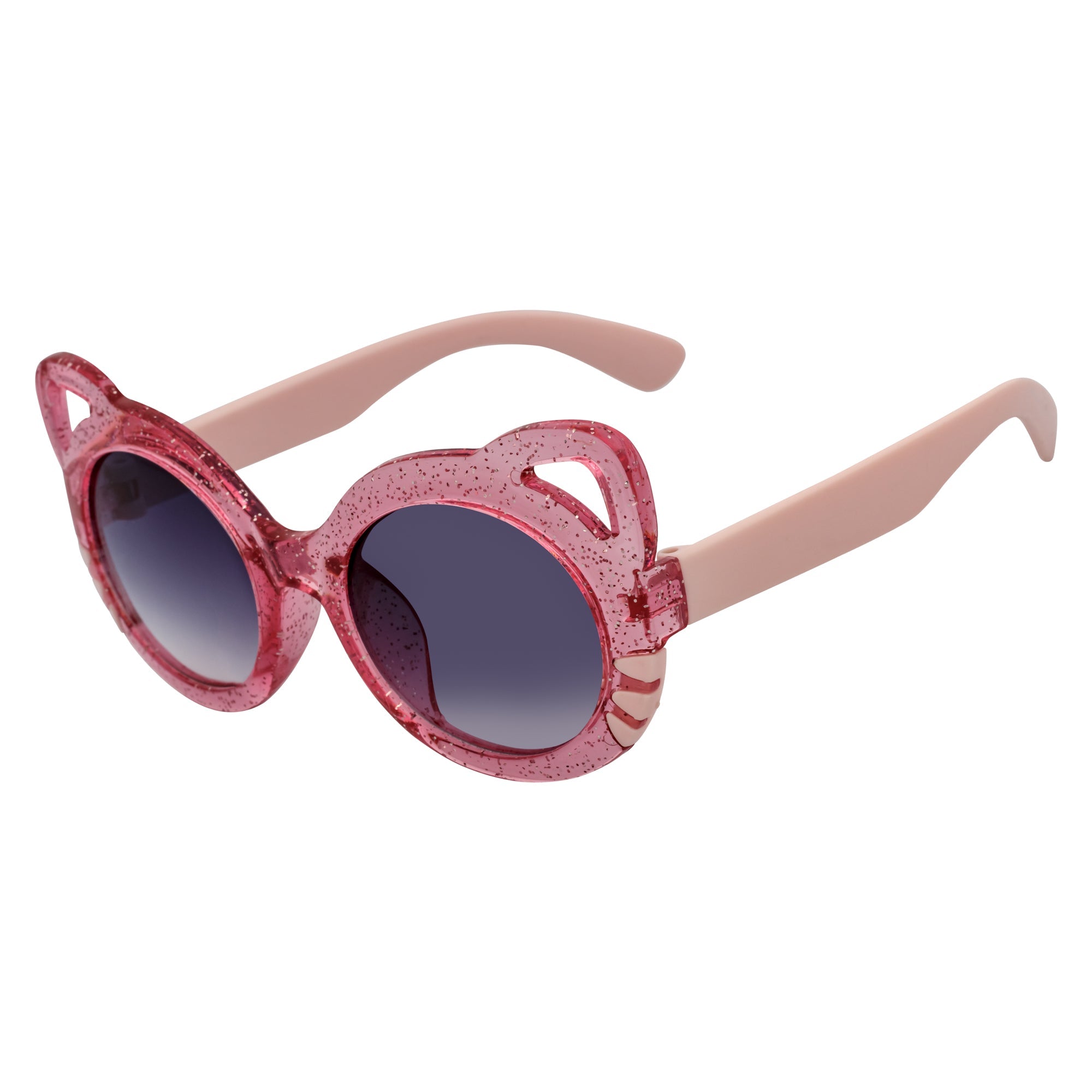 GLITTER CAT - Kids Small Round Glitter Cat Eye Sunglasses Pink Lavender