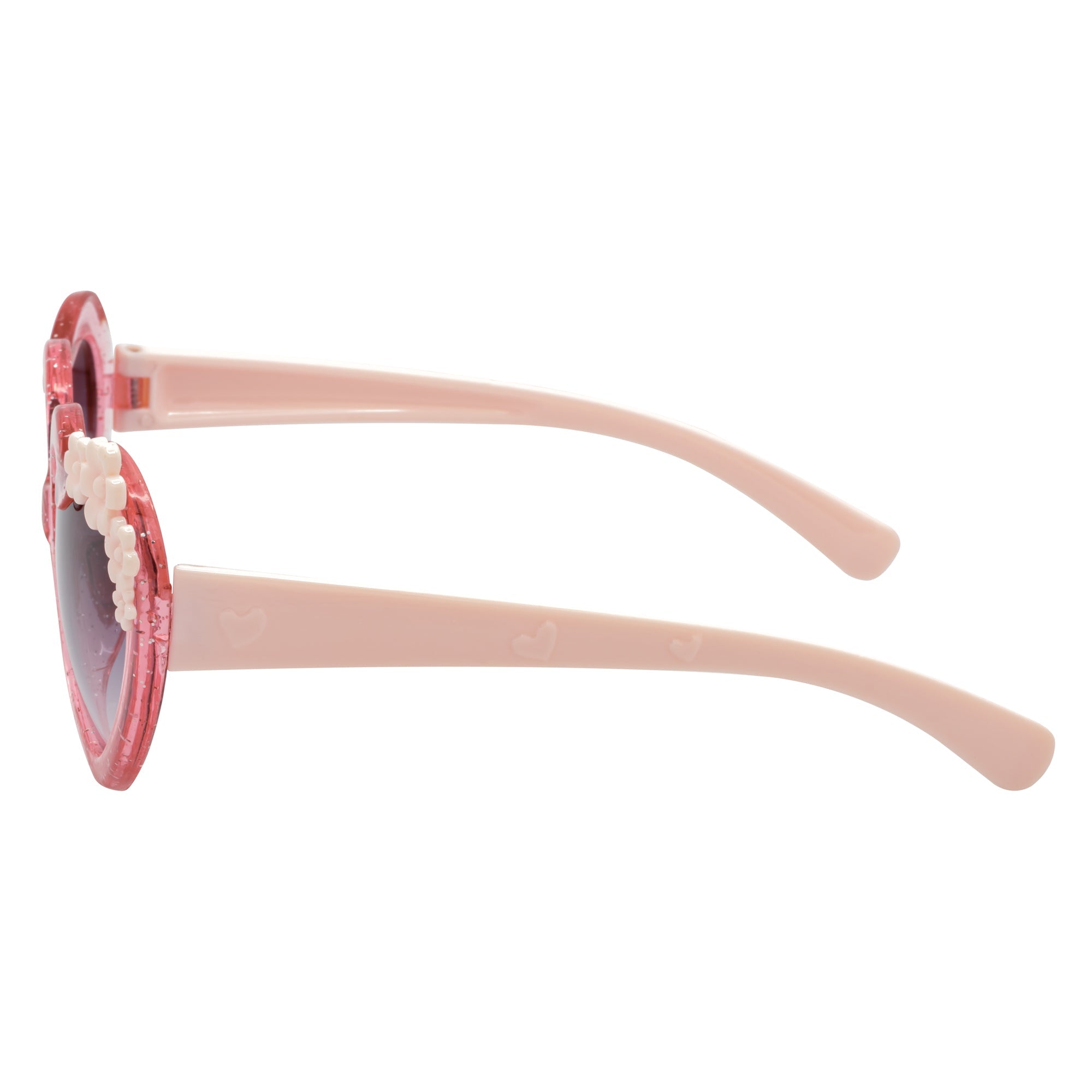 GLITTER HEART - Kids Small Glitter Heart Shaped Sunglasses Pink Lavender