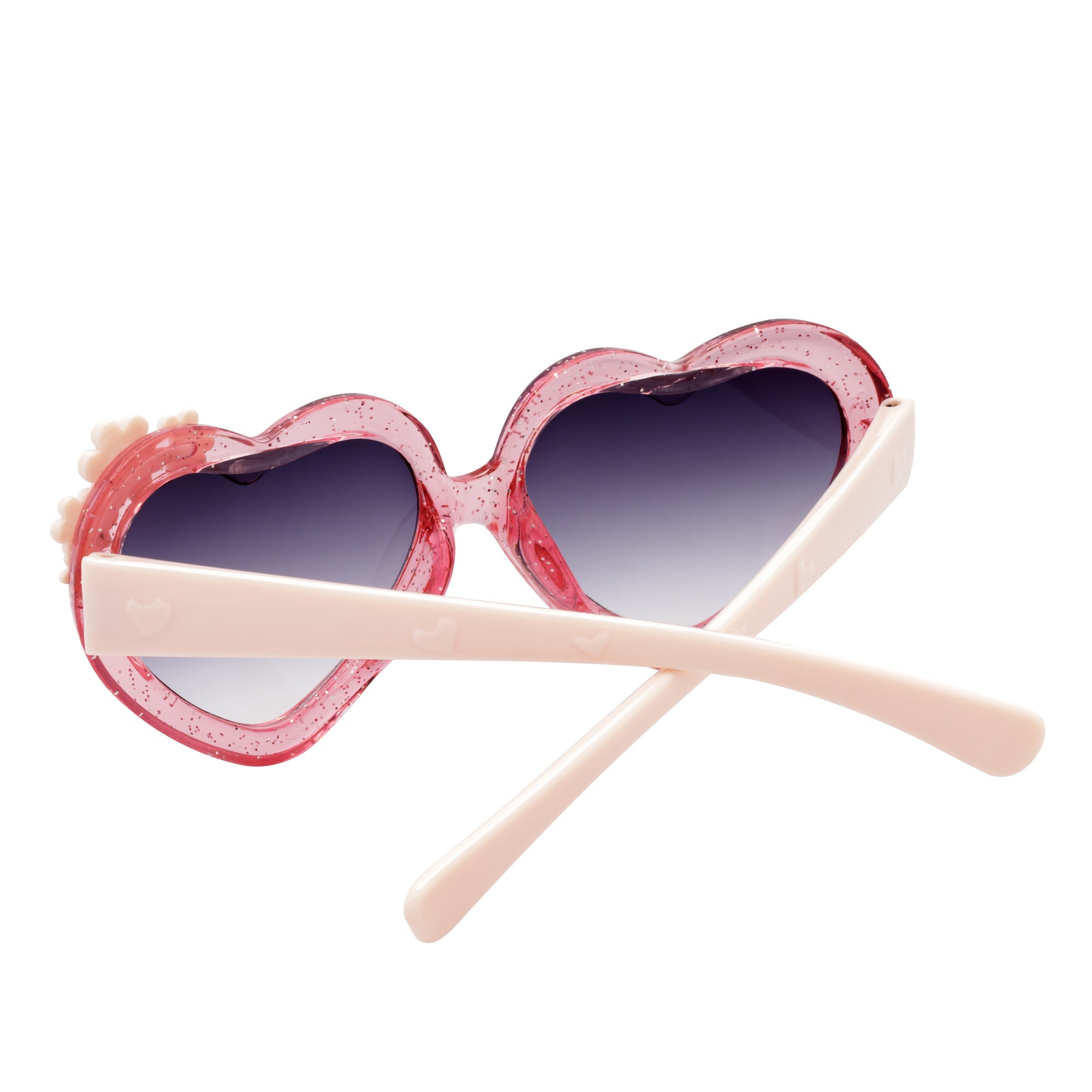 GLITTER HEART - Kids Small Glitter Heart Shaped Sunglasses Pink Lavender