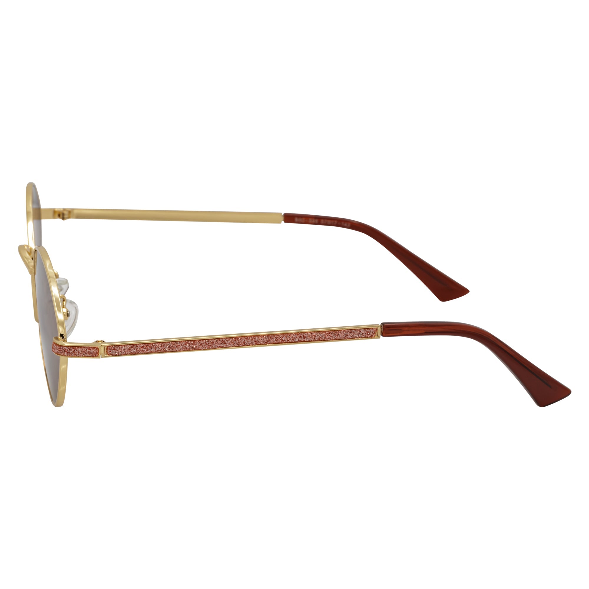 GROOVE - Retro Small Metal Round Oval Sunglasses Gold Brown Lens