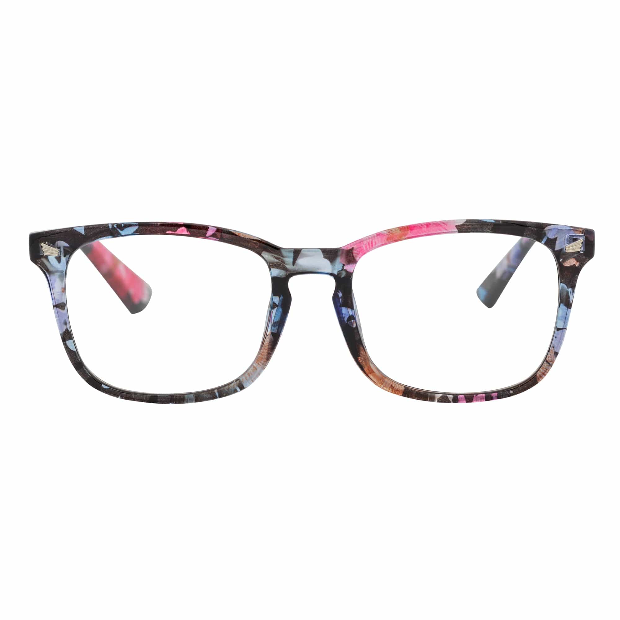 HARPER - Classic Horn Rimmed Blue Light Glasses Floral Clear Lens