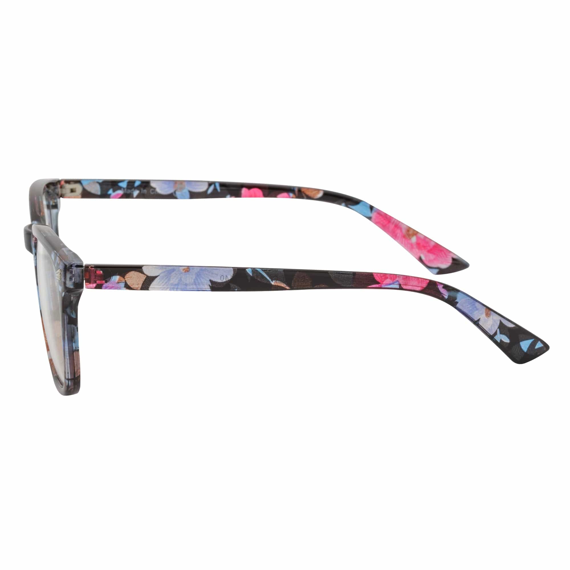HARPER - Classic Horn Rimmed Blue Light Glasses Floral Clear Lens