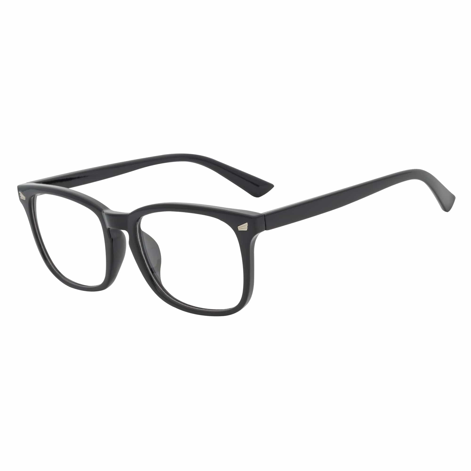 HARPER - Classic Horn Rimmed Blue Light Glasses Shiny Black Clear Lens