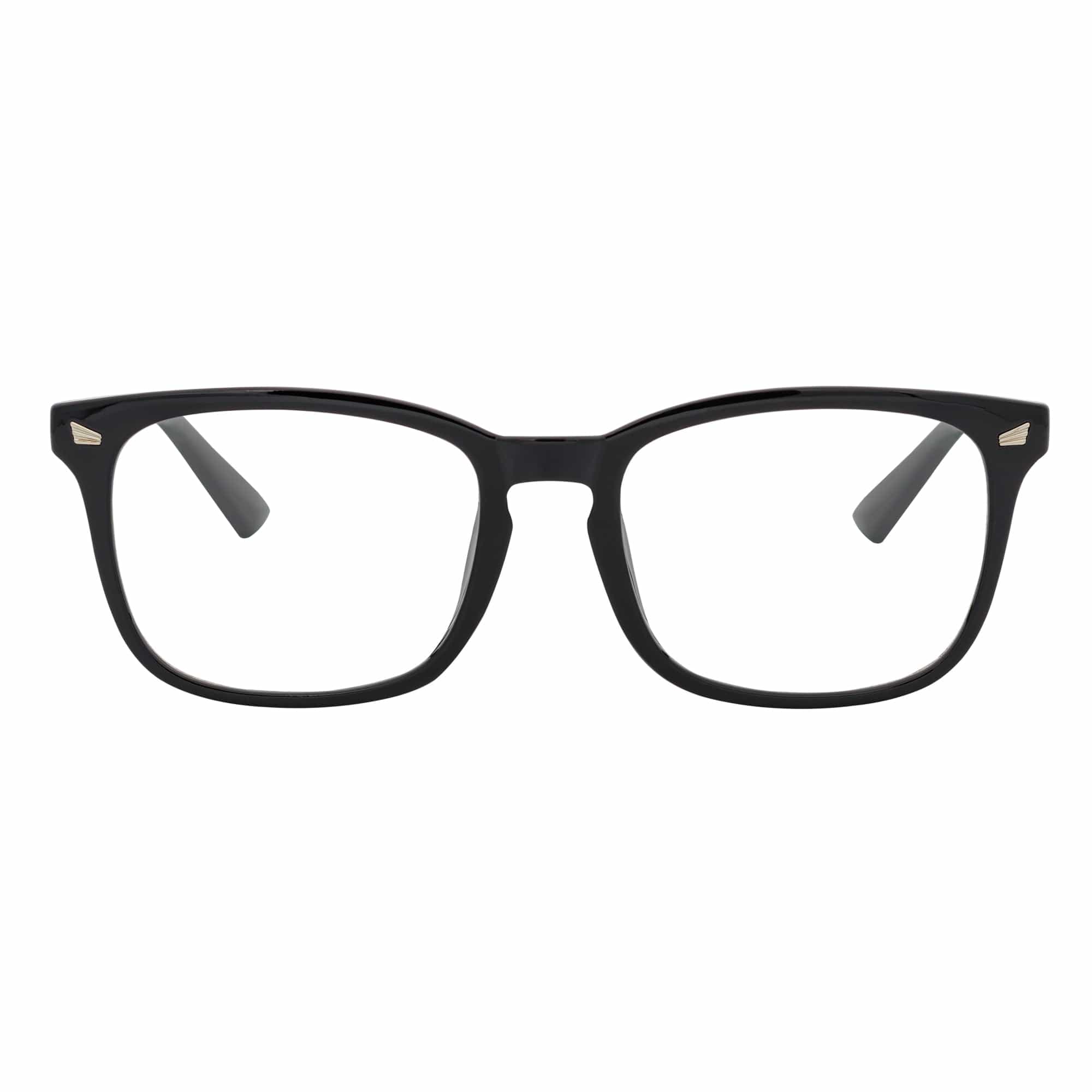 HARPER - Classic Horn Rimmed Blue Light Glasses Shiny Black Clear Lens