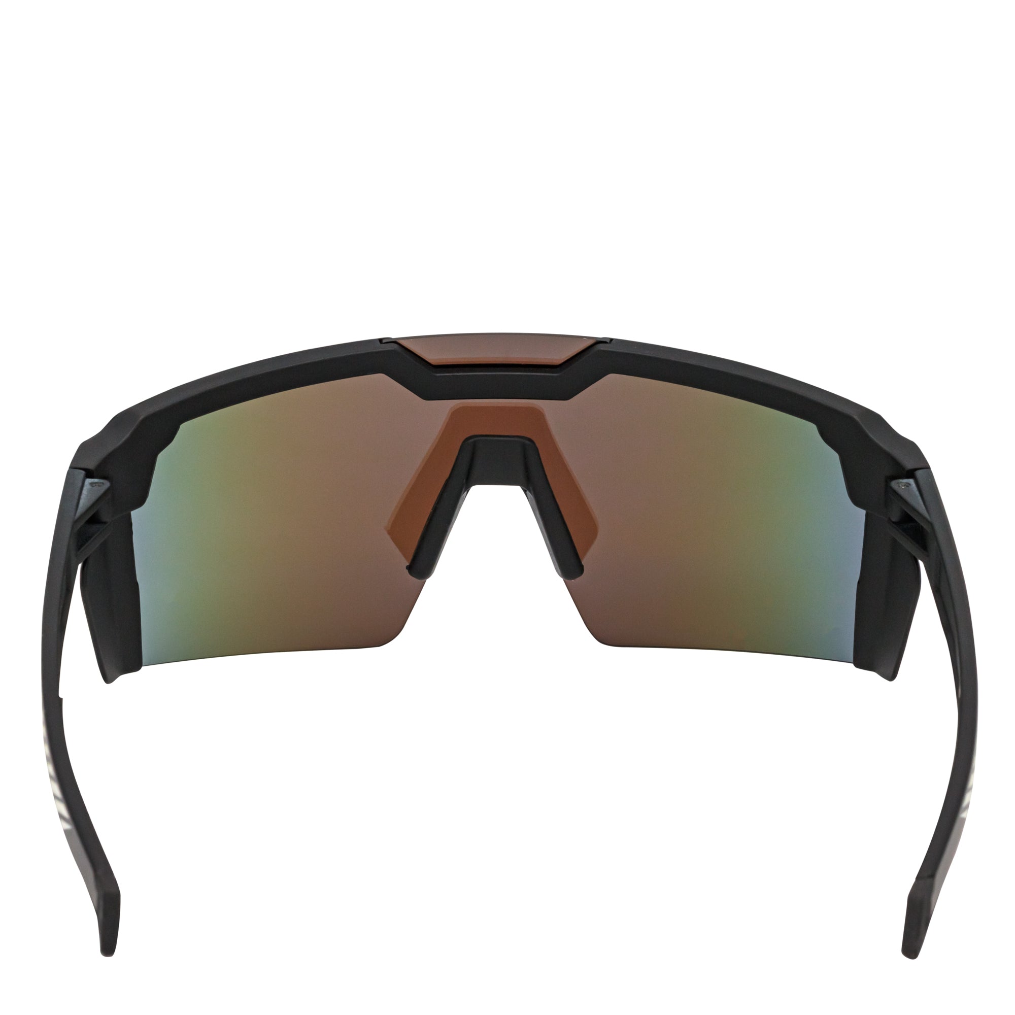 HITECH - Futuristic Rimless Shield Sunglasses Black - White Blue Mirror