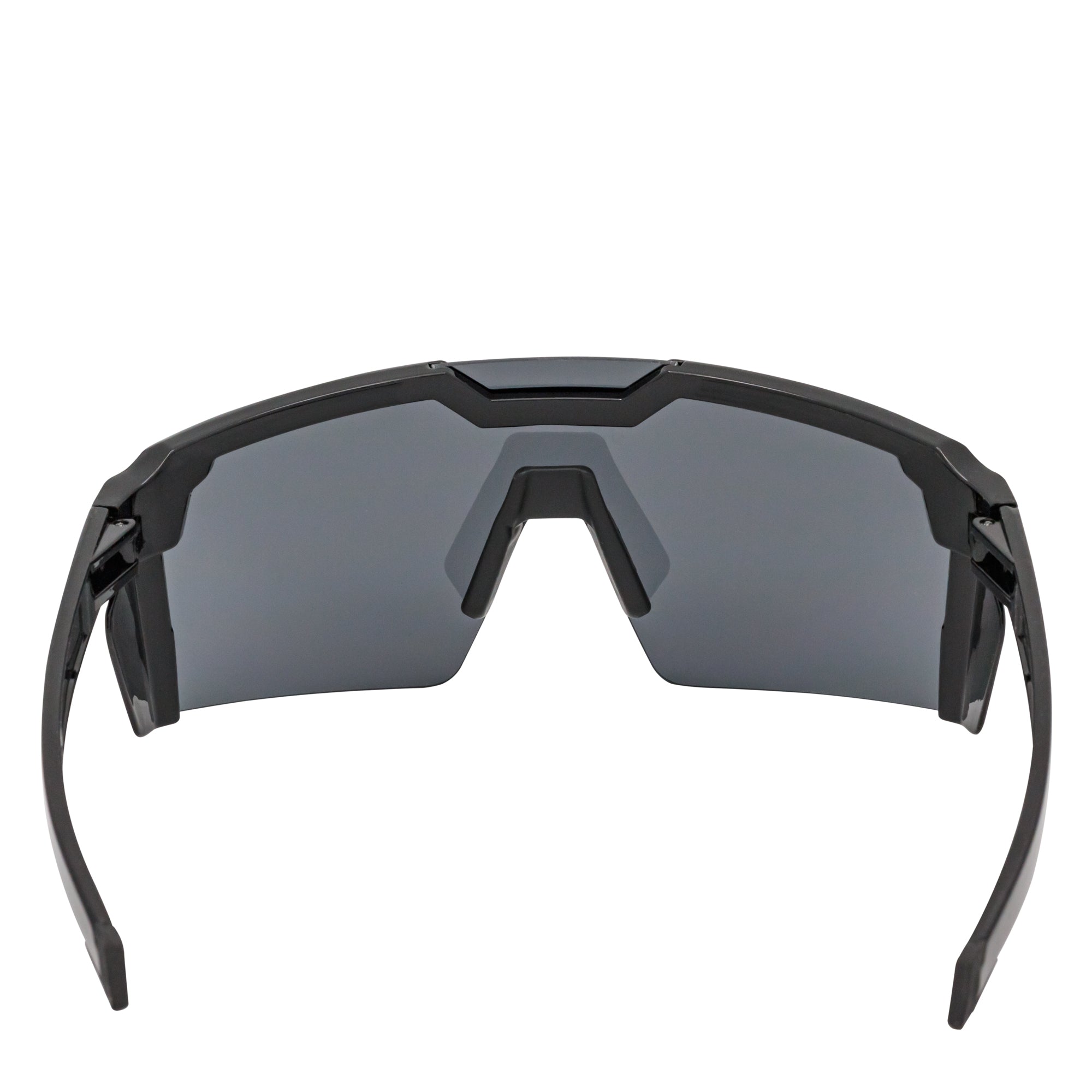 HITECH - Large Futuristic Rimless Shield Sunglasses Black Smoke Lens