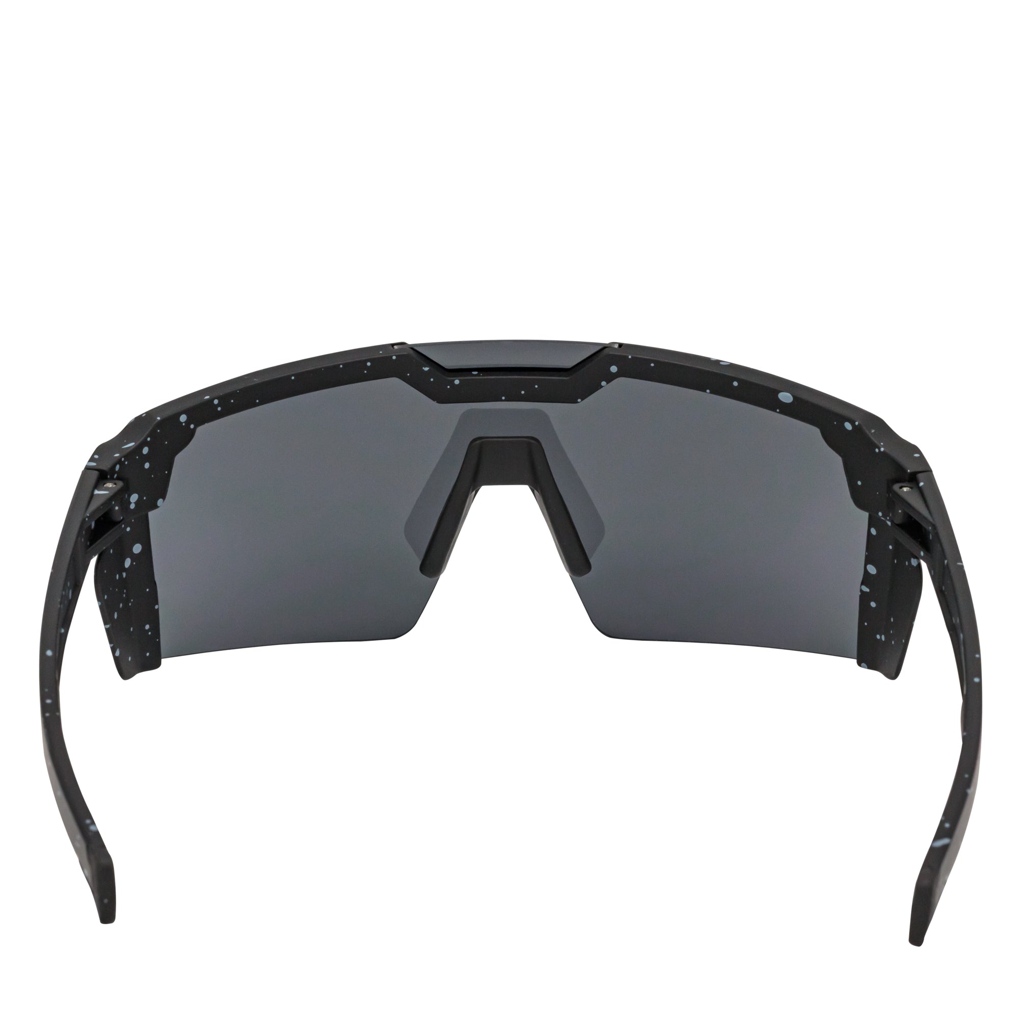 HITECH - Large Futuristic Rimless Shield Sunglasses Black - White Smoke Lens