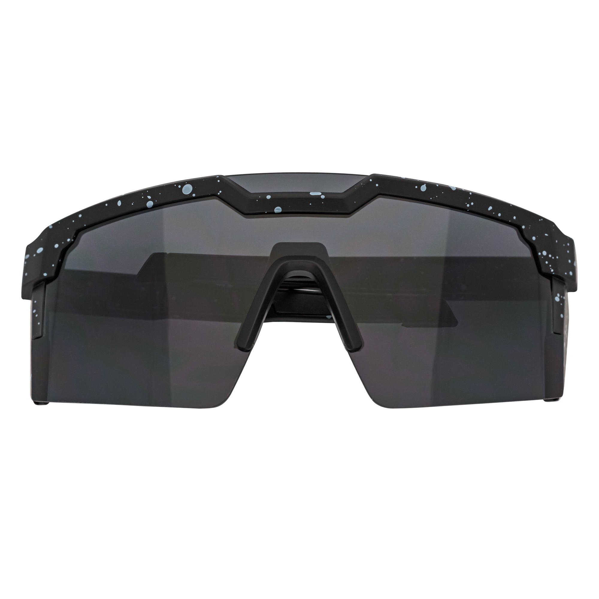 HITECH - Large Futuristic Rimless Shield Sunglasses Black - White Smoke Lens