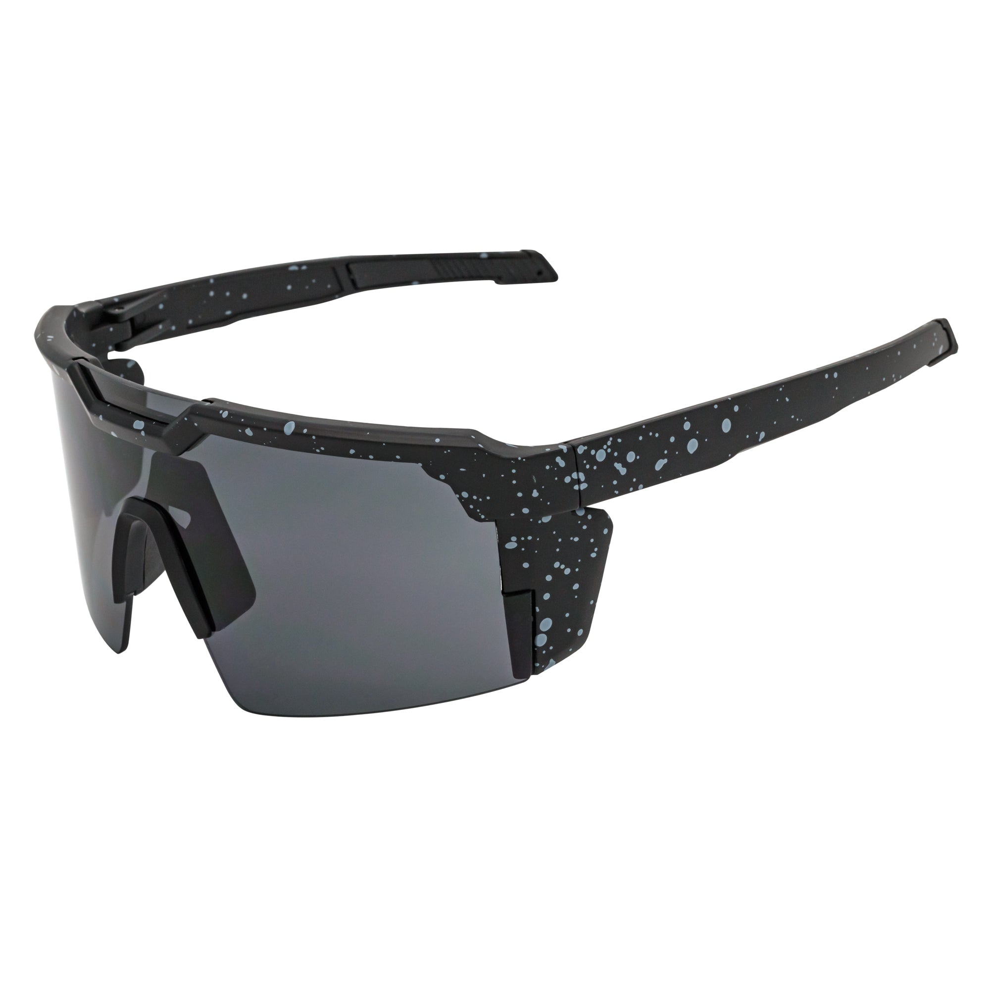 HITECH - Large Futuristic Rimless Shield Sunglasses Black - White Smoke Lens