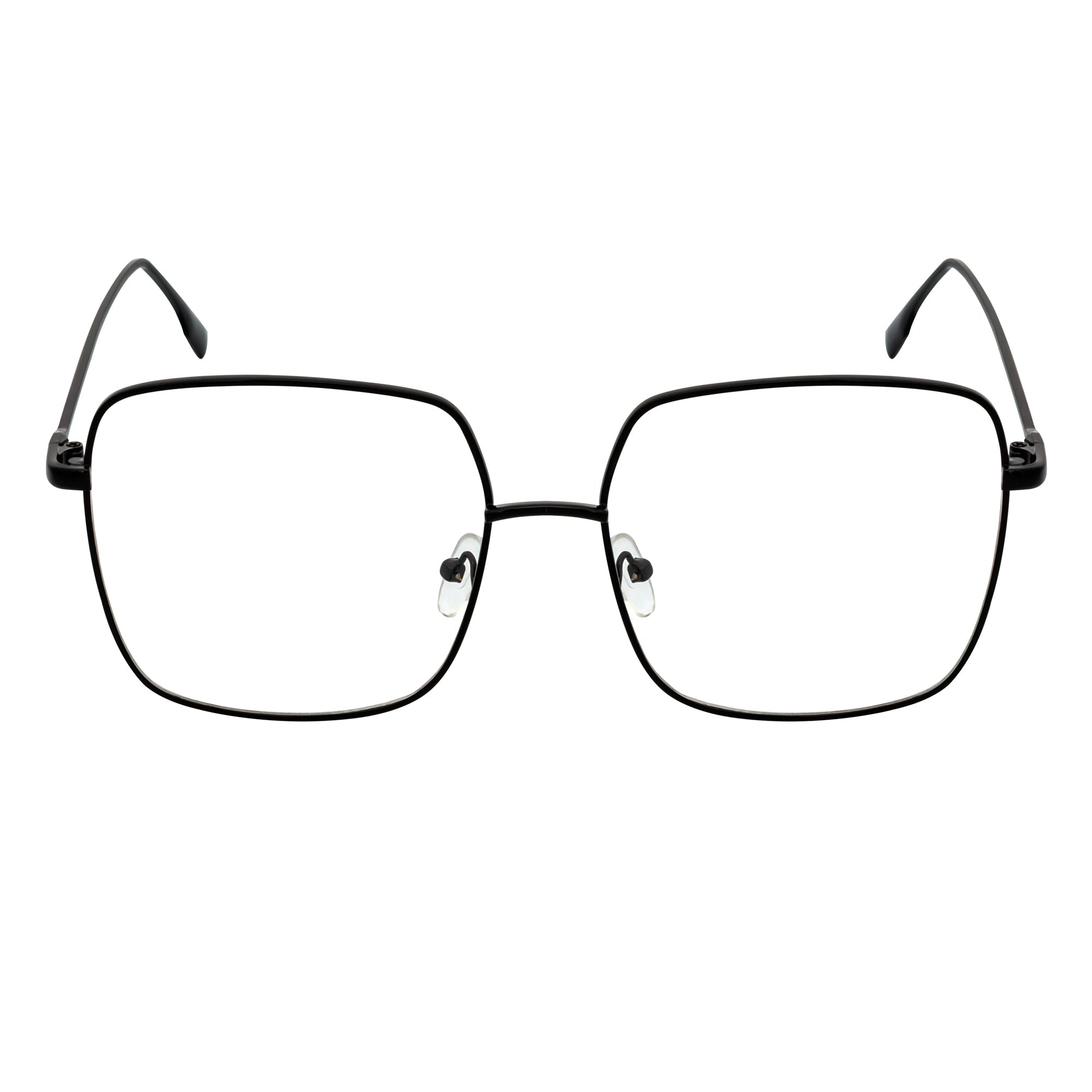 JOSEI - Oversize Large Metal Square Blue Light Glasses Black Clear Lens