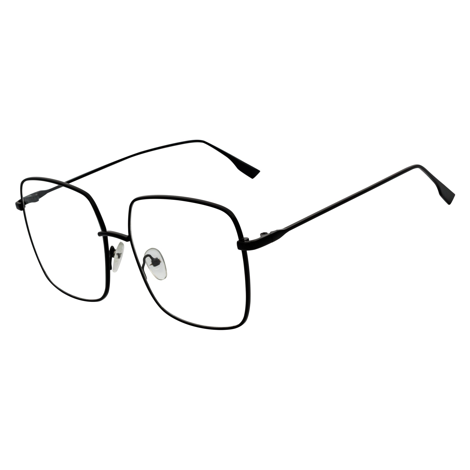 JOSEI - Oversize Large Metal Square Blue Light Glasses Black Clear Lens