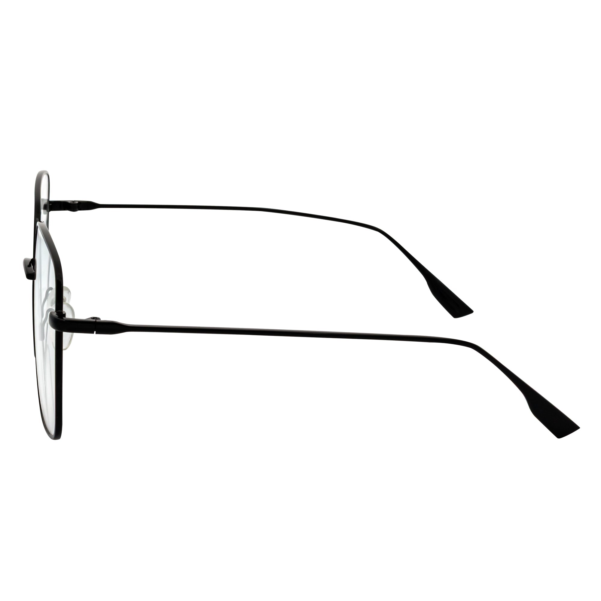 JOSEI - Oversize Large Metal Square Blue Light Glasses Black Clear Lens
