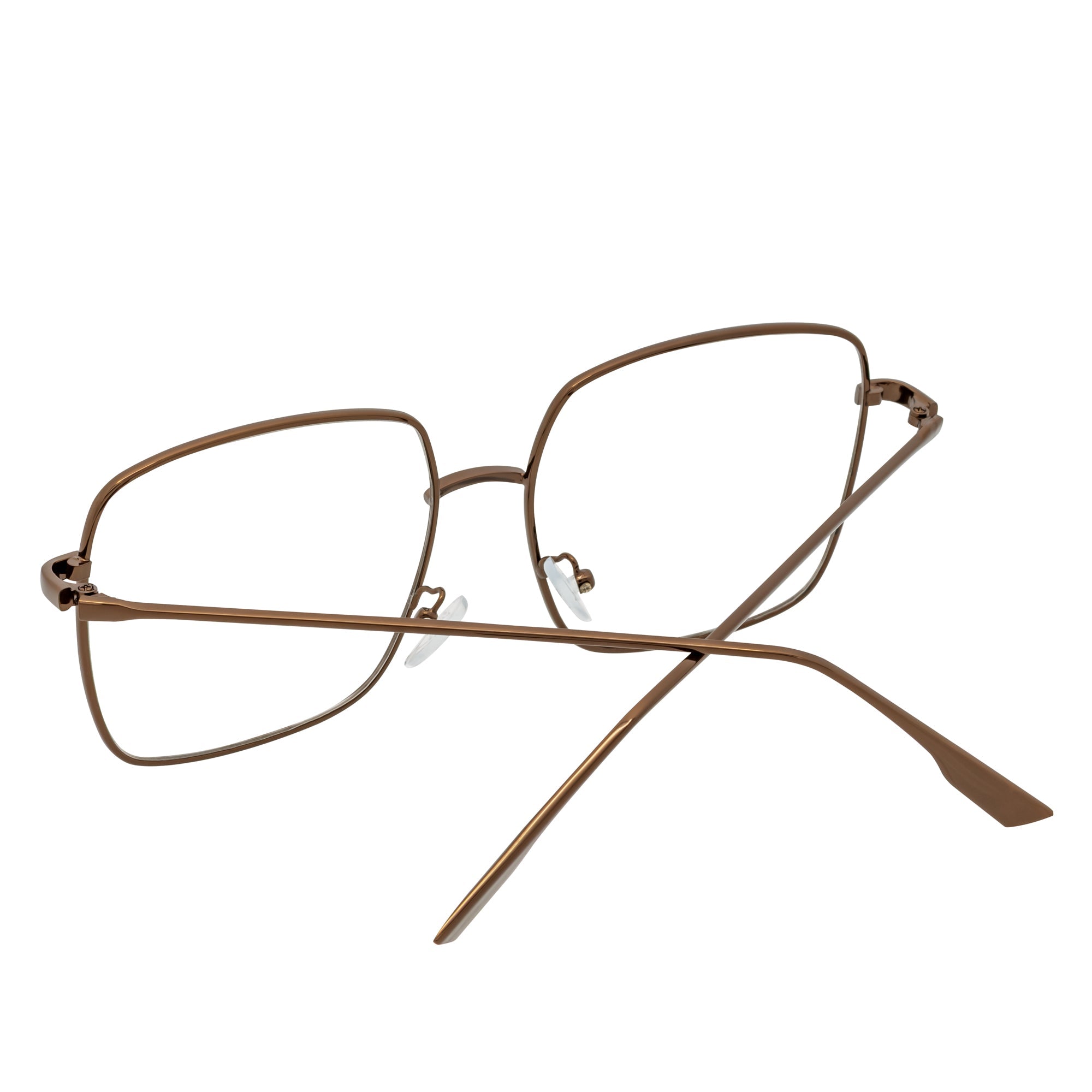 JOSEI - Oversize Large Metal Square Blue Light Glasses Bronze Clear Lens
