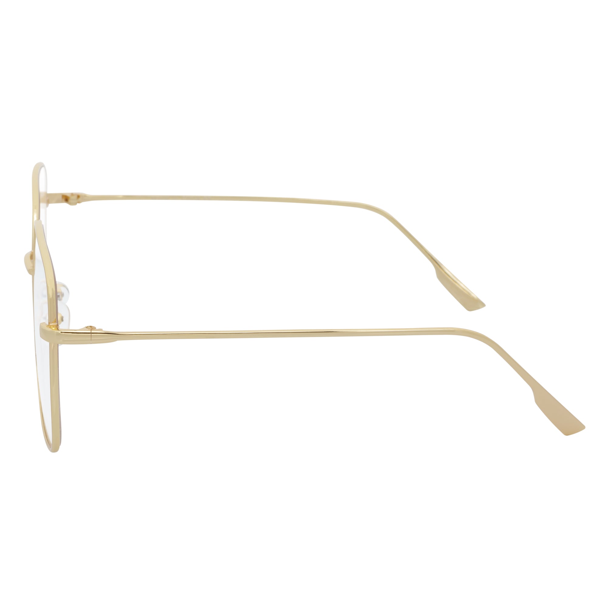 JOSEI - Oversize Large Metal Square Blue Light Glasses Gold Clear Lens