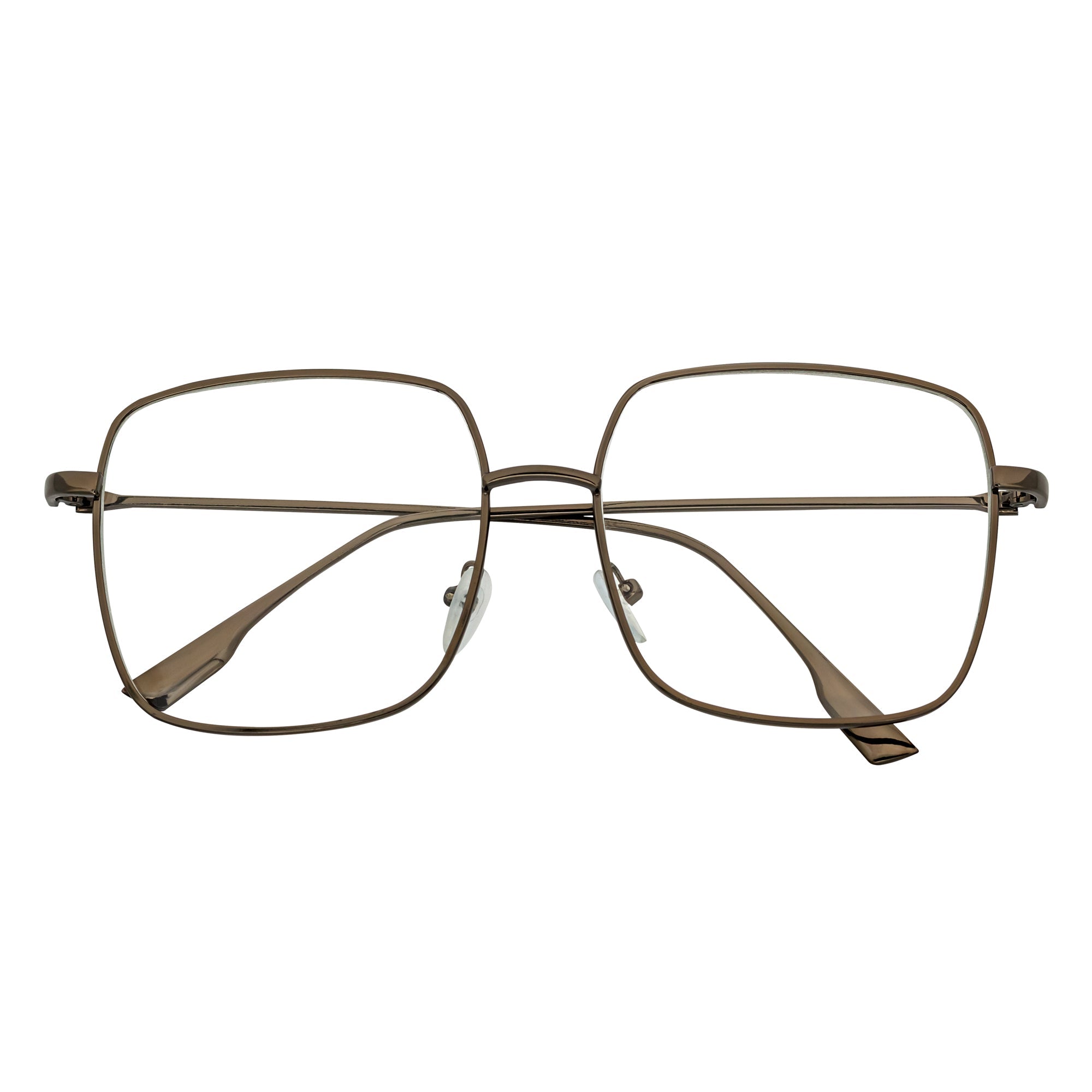 JOSEI - Oversize Large Metal Square Blue Light Glasses Gunmetal Clear Lens