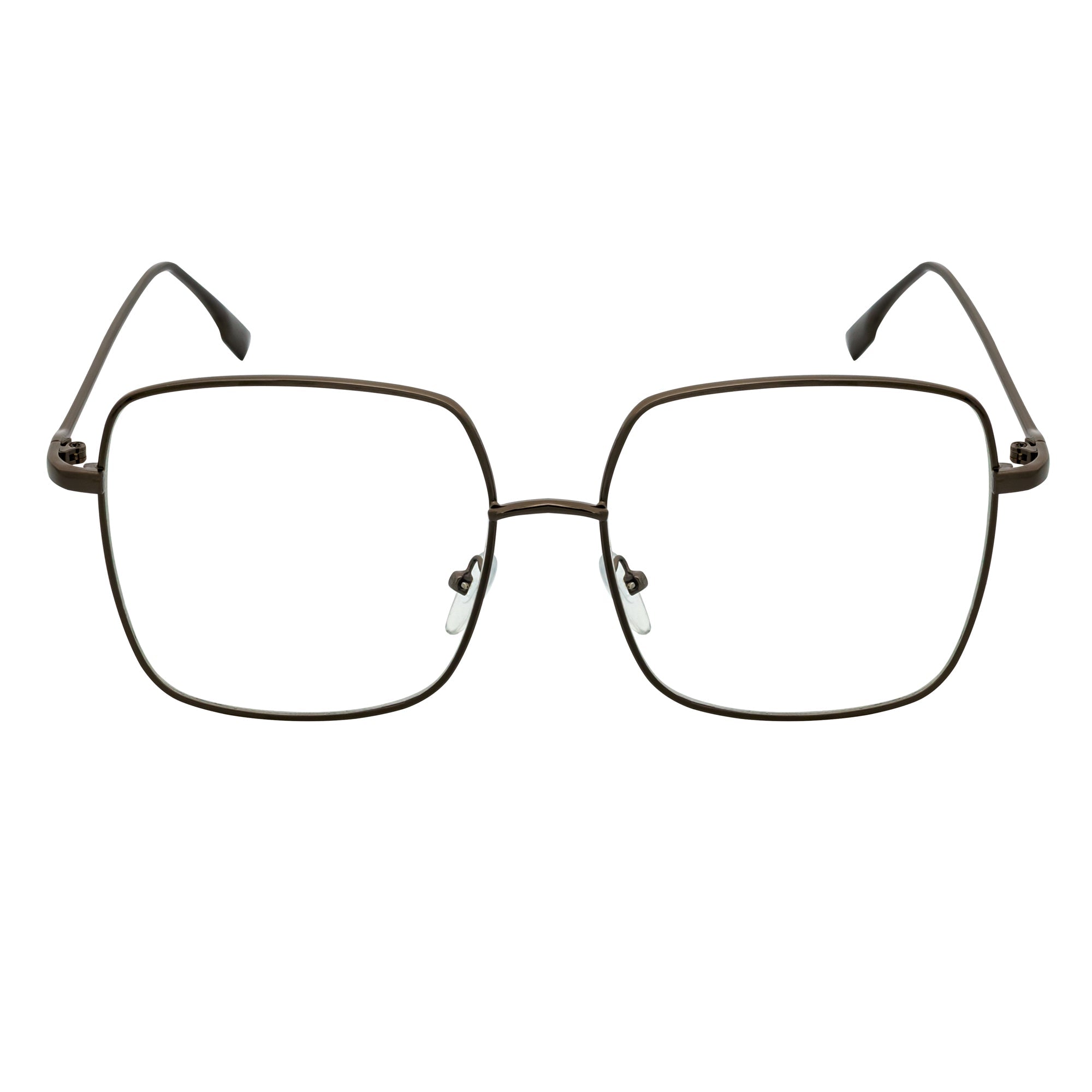 JOSEI - Oversize Large Metal Square Blue Light Glasses Gunmetal Clear Lens