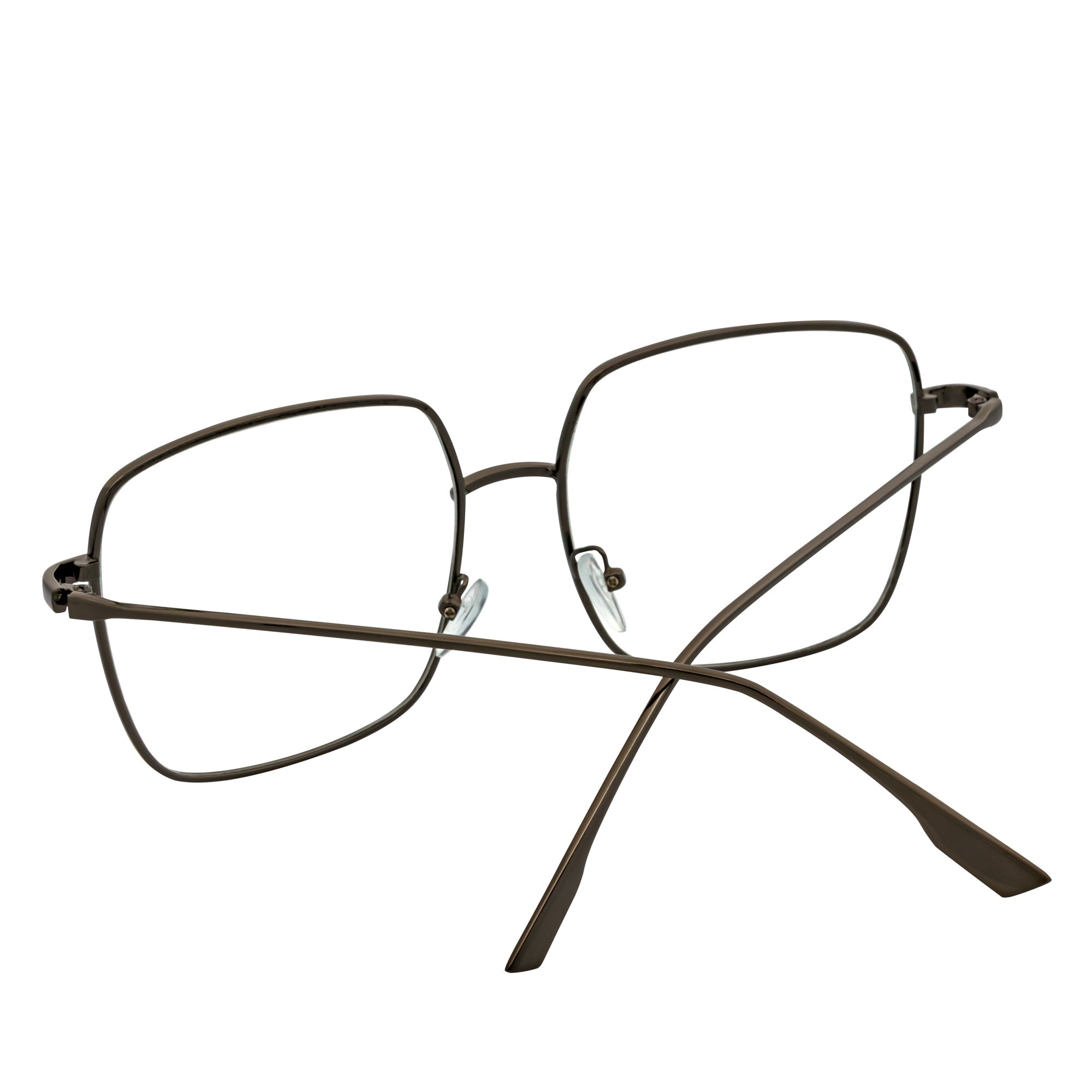 JOSEI - Oversize Large Metal Square Blue Light Glasses Gunmetal Clear Lens