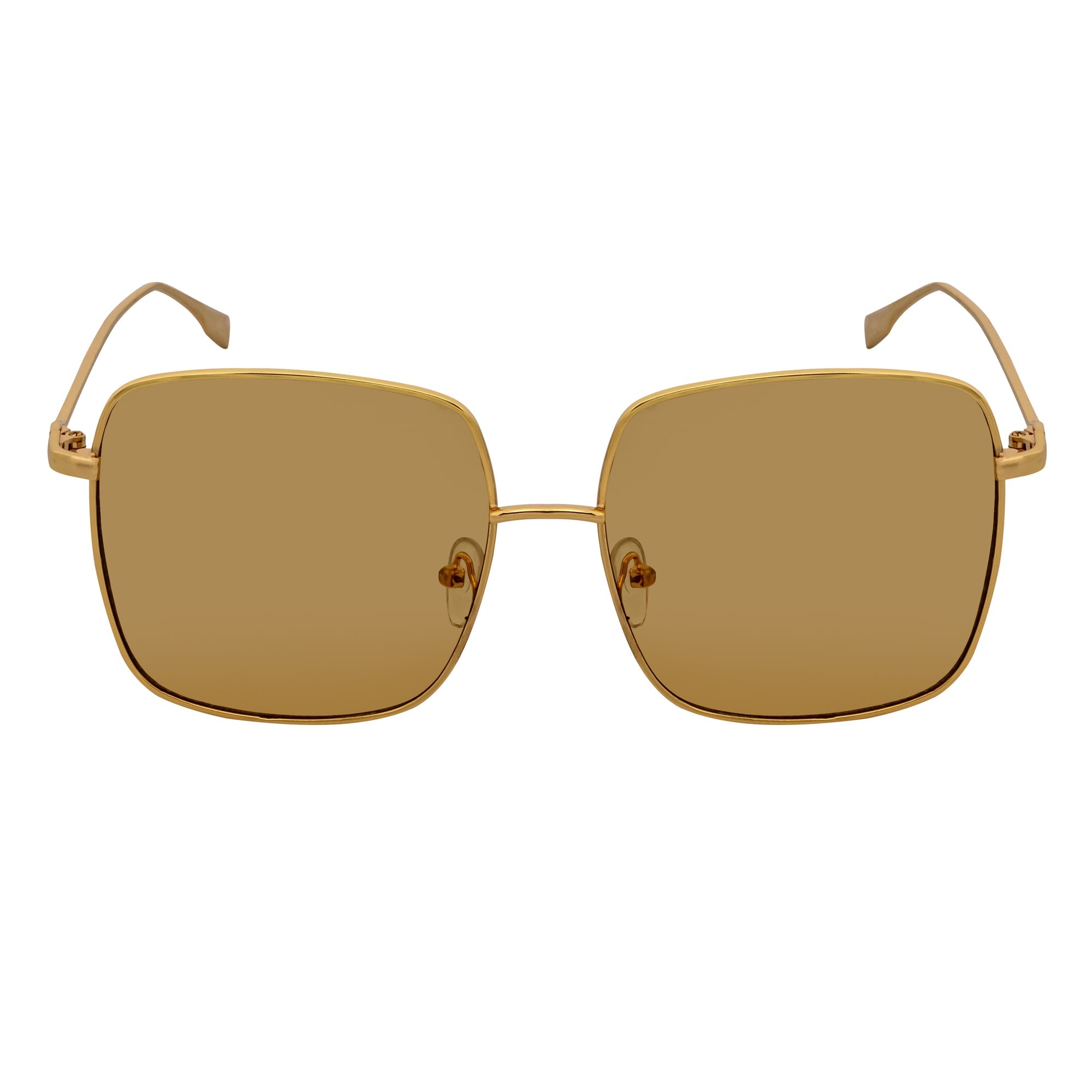 JOSEI - Oversize Large Metal Square Sunglasses Gold Amber Tint