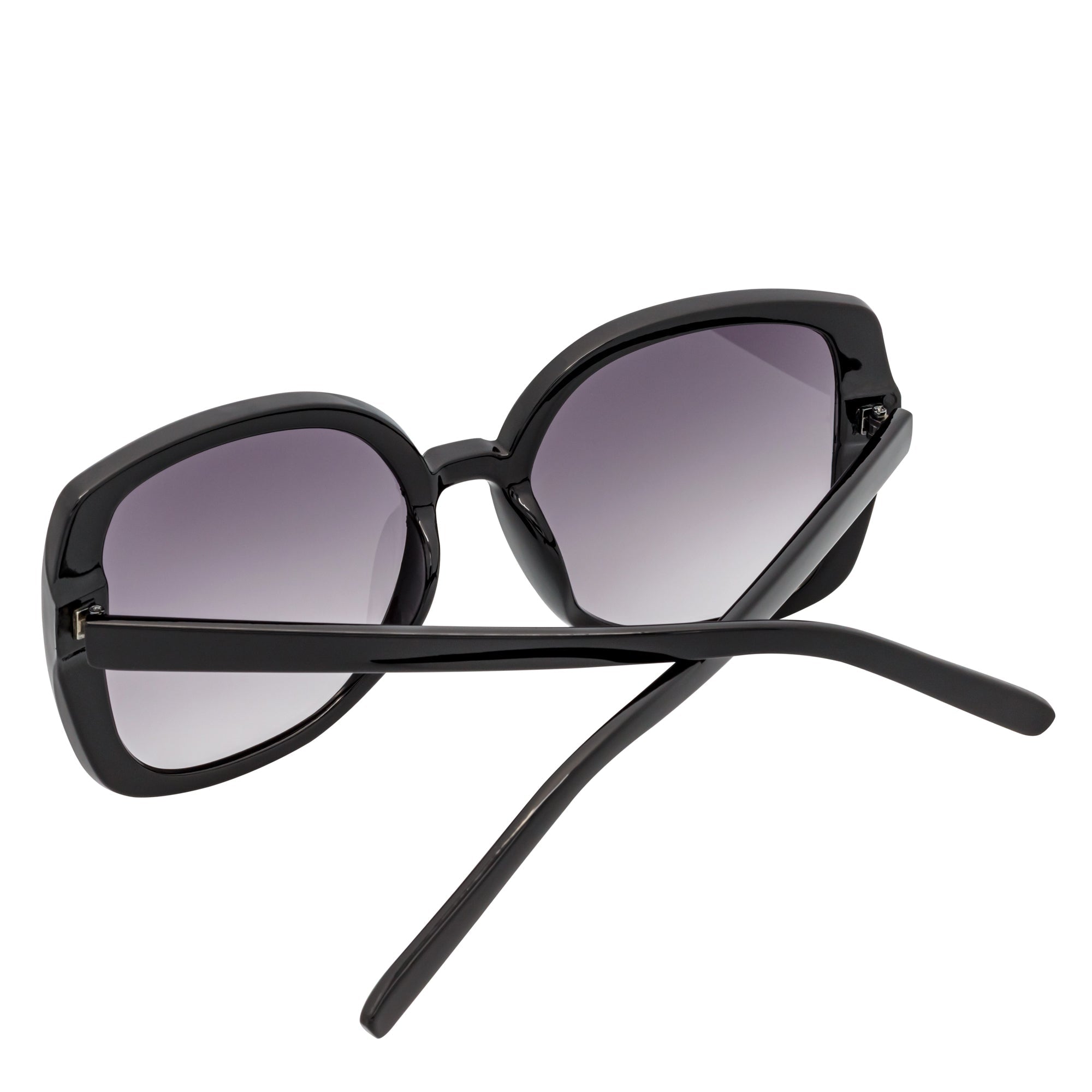 JUSTINE - Modern Square Frame Oversize Black Sunglasses Lavender Lens