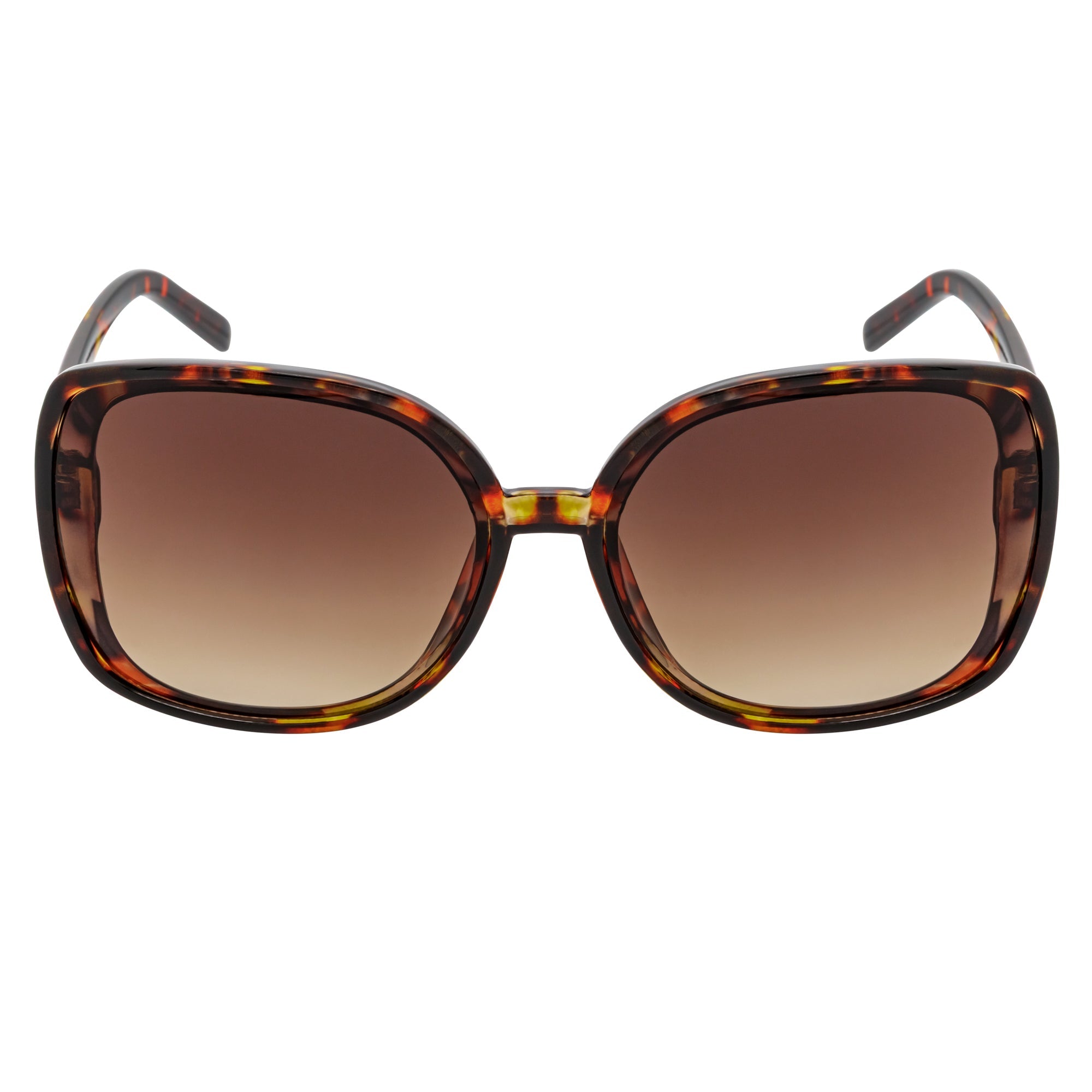 JUSTINE - Modern Square Frame Oversize Tortoise Sunglasses Amber Lens