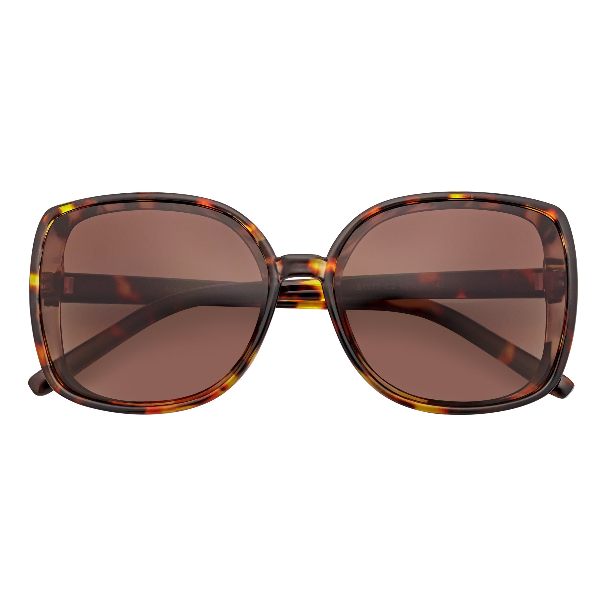 JUSTINE - Modern Square Frame Oversize Tortoise Sunglasses Amber Lens