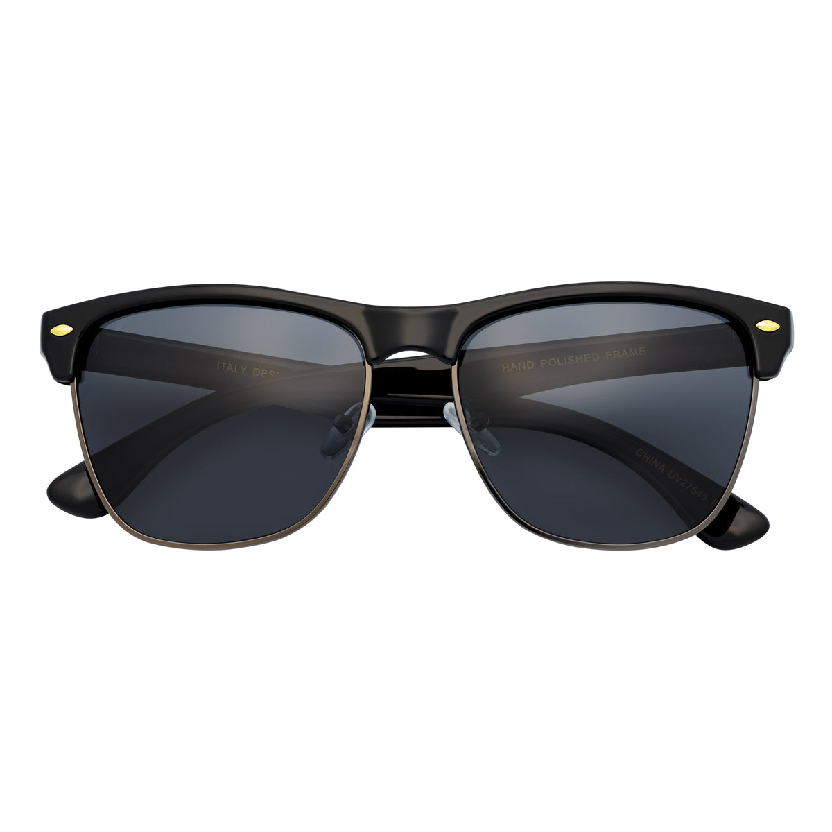 KETCH - Polarized Modern Semi-Rimless Horn Rimmed Black-Gunmetal Smoke