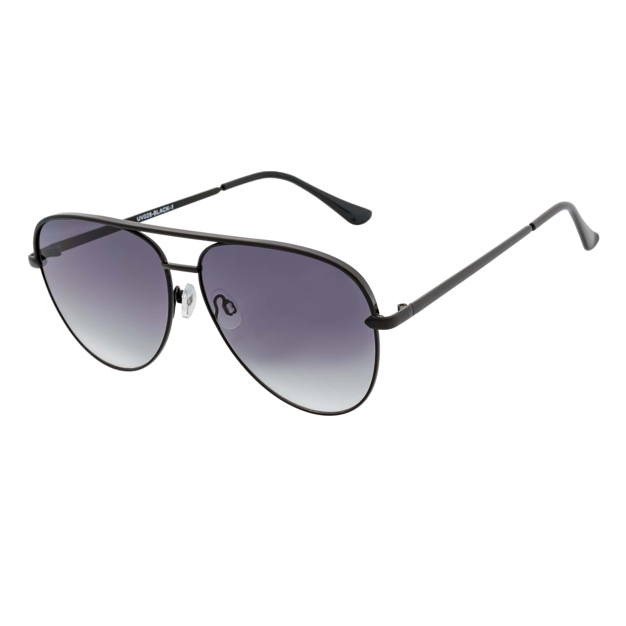 KEY - Oversize Large Flat Lens Metal Aviator Sunglasses Black Lavender Lens