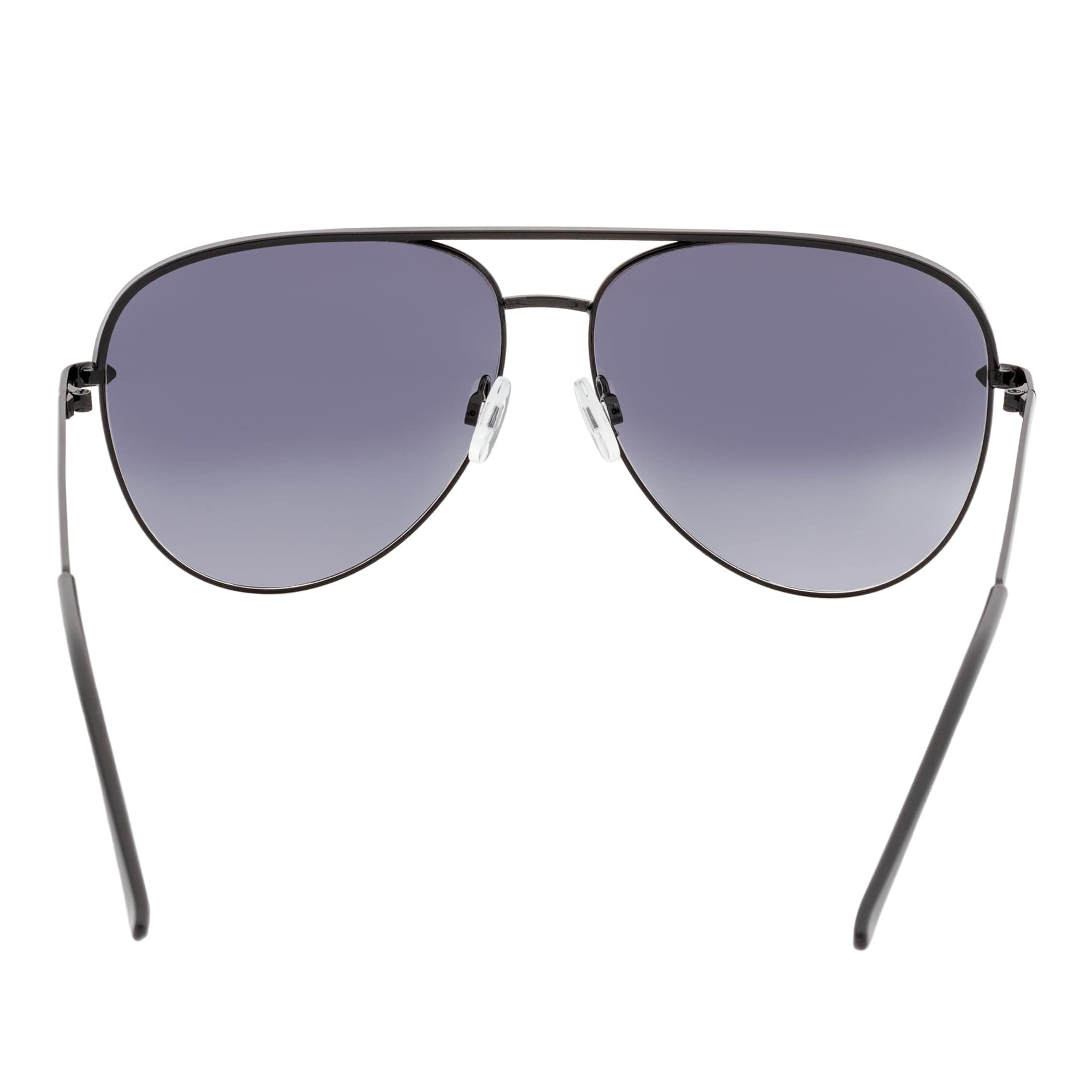 KEY - Oversize Large Flat Lens Metal Aviator Sunglasses Black Lavender Lens