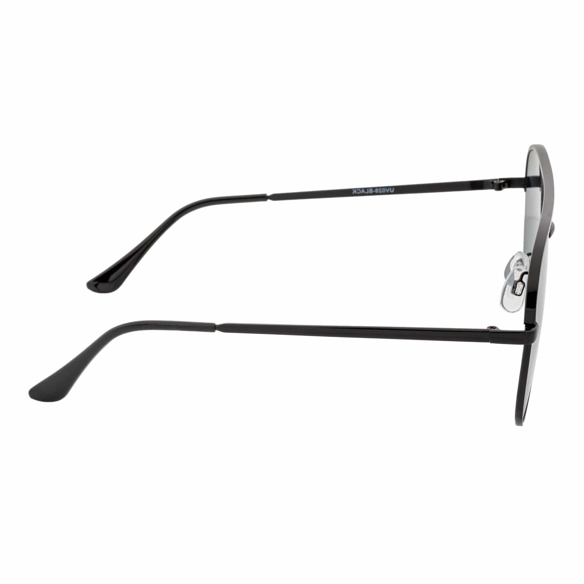 KEY - Oversize Large Flat Lens Metal Aviator Sunglasses Black Smoke Lens