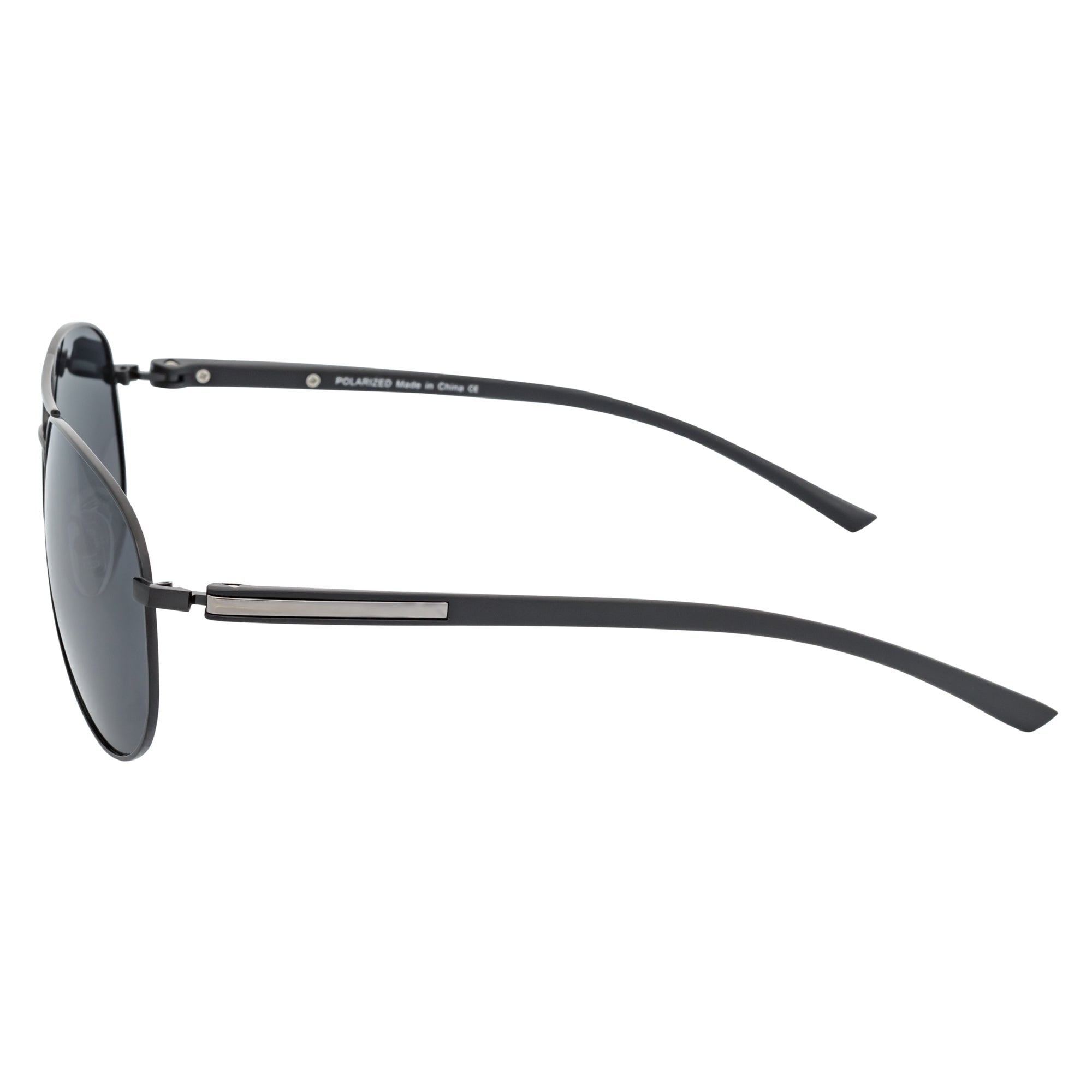 LAWRENCE - Polarized Round Metal Aviator Black Sunglasses Smoke Lens