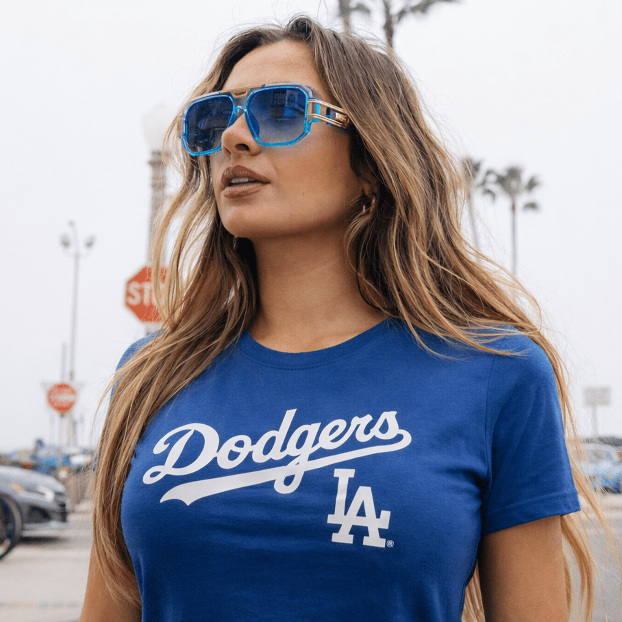 LEGEND - Retro Flat Top Square Blue Sunglasses Clear Blue - Fade Lens